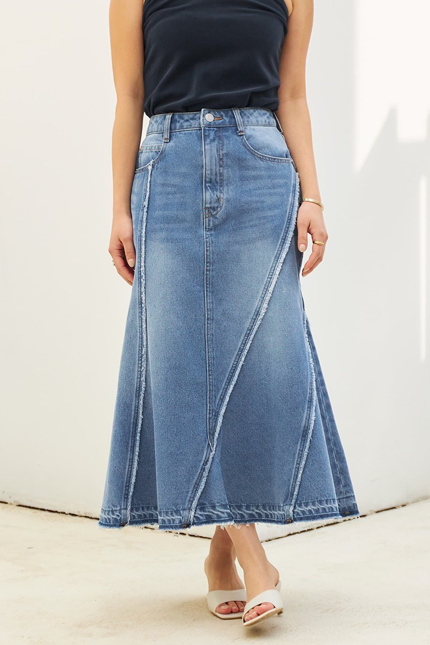 【エストラータ/STRATA】のフリンジマーメイドデニムスカート 人気、トレンドファッション・服の通販 founy(ファニー) 　ファッション　Fashion　レディースファッション　WOMEN　スカート　Skirt　デニムスカート　Denim Skirts　ロングスカート　Long Skirt　アシンメトリー　Asymmetry　インディゴ　Indigo　シンプル　Simple　デニム　Denim　トレンド　Trend　フリンジ　Fringe　マーメイド　Mermaid　ランダム　Random　リメイク　Remake　ロング　Long　夏　Summer　NEW・新作・新着・新入荷　New Arrivals　other-2|ID: prp329100004553132 ipo3291000000032182004
