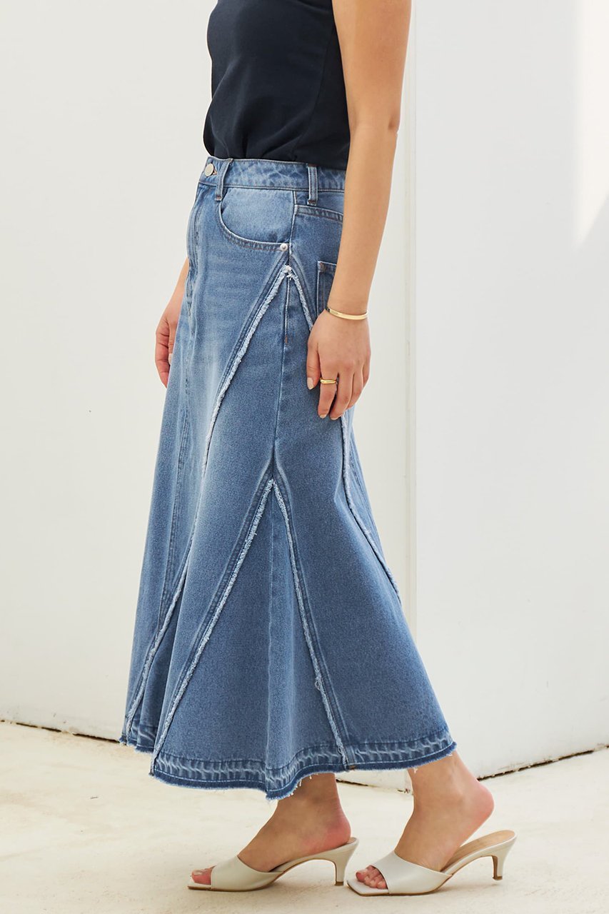 【エストラータ/STRATA】のフリンジマーメイドデニムスカート 人気、トレンドファッション・服の通販 founy(ファニー) 　ファッション　Fashion　レディースファッション　WOMEN　スカート　Skirt　デニムスカート　Denim Skirts　ロングスカート　Long Skirt　アシンメトリー　Asymmetry　インディゴ　Indigo　シンプル　Simple　デニム　Denim　トレンド　Trend　フリンジ　Fringe　マーメイド　Mermaid　ランダム　Random　リメイク　Remake　ロング　Long　夏　Summer　NEW・新作・新着・新入荷　New Arrivals　other-3|ID: prp329100004553132 ipo3291000000032182005
