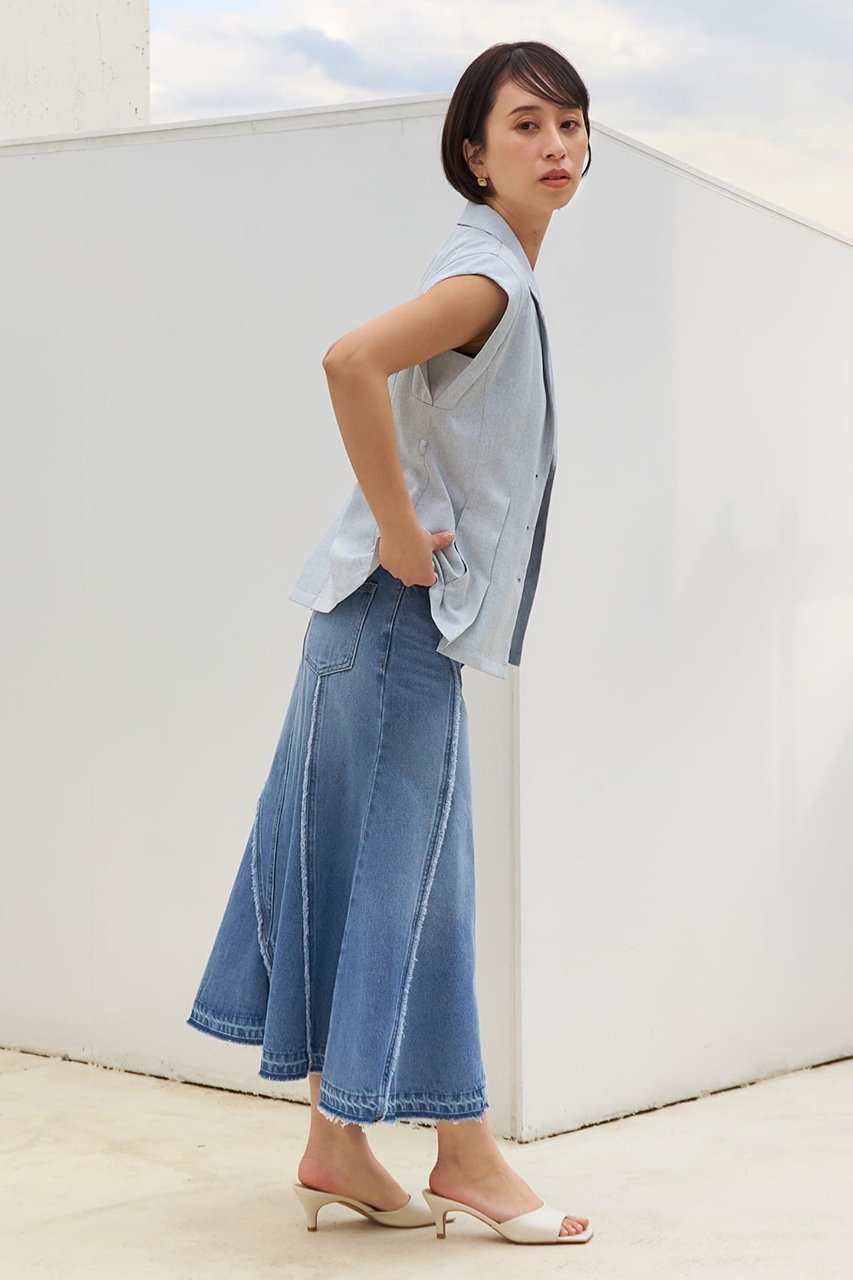 【エストラータ/STRATA】のフリンジマーメイドデニムスカート 人気、トレンドファッション・服の通販 founy(ファニー) 　ファッション　Fashion　レディースファッション　Fashion for Women　スカート　Skirts　デニムスカート・カジュアルスカート　Denim Skirts　ロングスカート　Long Skirts / Maxi & Midi Skirts　アシンメトリー　Asymmetrical Style　インディゴ　Indigo Denim　シンプル　Simple, Minimal　デニム　Denim, Jeans Material　トレンド　Trend, Trending Now　フリンジ　Fringe, Tassel　マーメイド　Mermaid, Fishtail Silhouette　ランダム　Random, Irregular　リメイク　Remake, Reconstructed　ロング　Long, Long-Length　夏　Summer　other-5|ID: prp329100004553132 ipo3291000000032807409