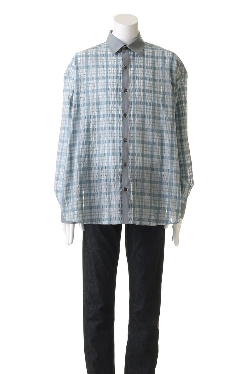 【ミディウミソリッド/MIDIUMISOLID / MEN】の【MEN】sheer check shirt シャツ 人気、トレンドファッション・服の通販 founy(ファニー) 　ファッション　Fashion　メンズファッション　Fashion for Men　クラシック　Classic, Timeless Style　スリーブ　Sleeve, Long Sleeve / Short Sleeve　チェック　Check, Plaid, Tartan　デニム　Denim, Jeans Material　バランス　Balance, Style Balance　パターン　Pattern, Design Print　ロング　Long, Long-Length　夏　Summer　春　Spring　S/S・春夏　SS, Spring/Summer, Warm Season　other-2|ID: prp329100004555532 ipo3291000000032806946