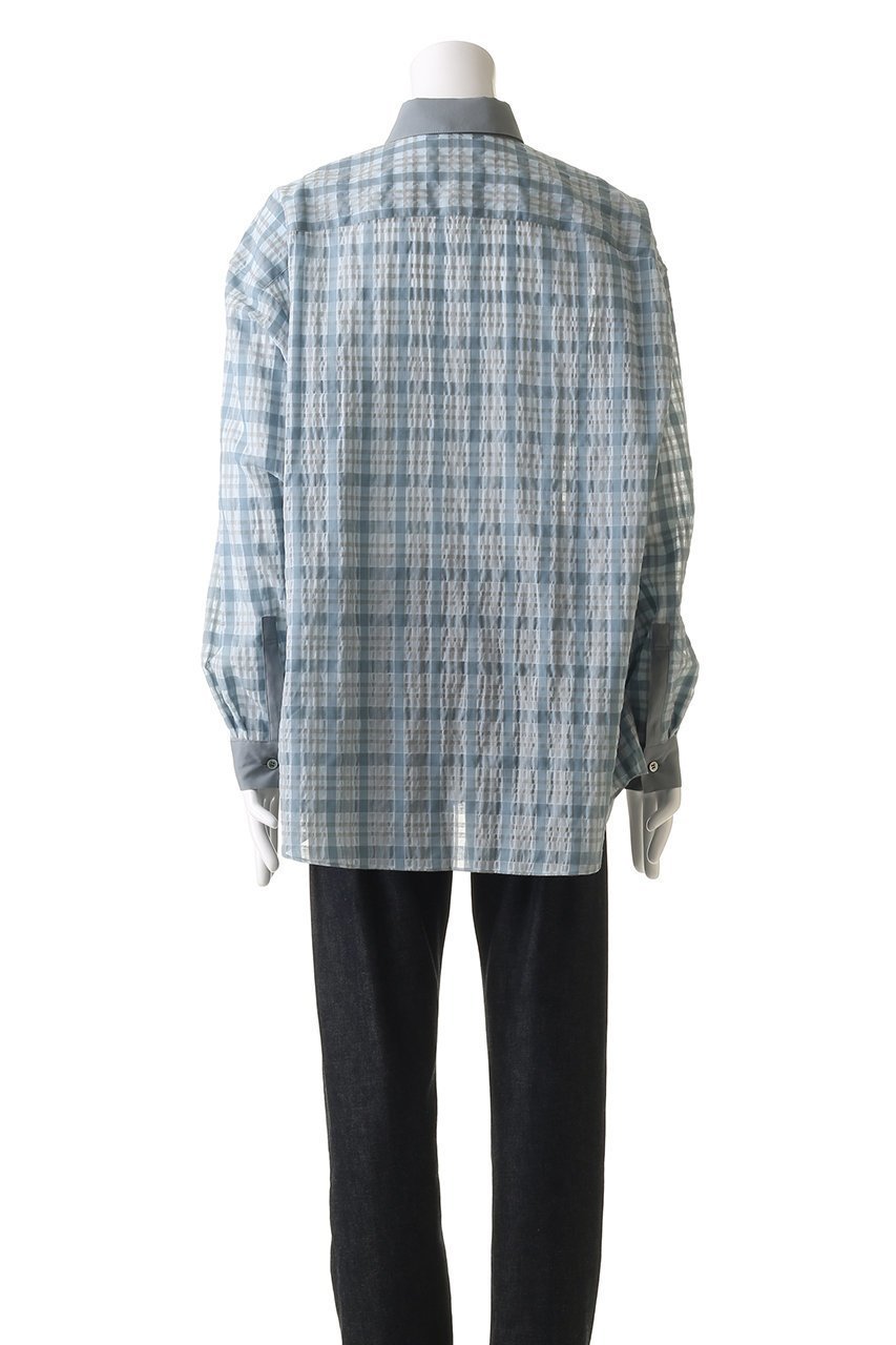 【ミディウミソリッド/MIDIUMISOLID / MEN】の【MEN】sheer check shirt シャツ 人気、トレンドファッション・服の通販 founy(ファニー) 　ファッション　Fashion　メンズファッション　Fashion for Men　クラシック　Classic, Timeless Style　スリーブ　Sleeve, Long Sleeve / Short Sleeve　チェック　Check, Plaid, Tartan　デニム　Denim, Jeans Material　バランス　Balance, Style Balance　パターン　Pattern, Design Print　ロング　Long, Long-Length　夏　Summer　春　Spring　S/S・春夏　SS, Spring/Summer, Warm Season　other-4|ID: prp329100004555532 ipo3291000000035844241