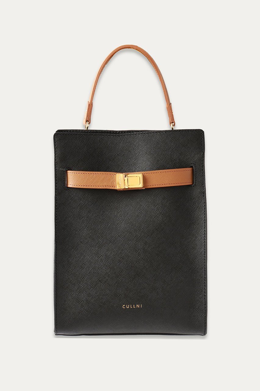 【クルニ/CULLNI】の【UNISEX】Clasp lock ベルトハンドバッグ インテリア・キッズ・メンズ・レディースファッション・服の通販 founy(ファニー) 　ファッション　Fashion　レディースファッション　WOMEN　バッグ　Bag　ベルト　Belts　ユニセックス　Unisex　ハンドバッグ　Handbag　フェイクスエード　Faux Suede　ポケット　Pocket　エレガント 上品　Elegant　NEW・新作・新着・新入荷　New Arrivals　ブラック×アンバー|ID: prp329100004555554 ipo3291000000032196857