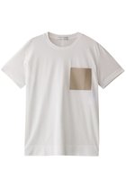 【ベイジ,/BEIGE,】のTORENIA(トレニア)/レザーポケットコットンクルーネックTシャツ White×Taupe|ID:prp329100004555557