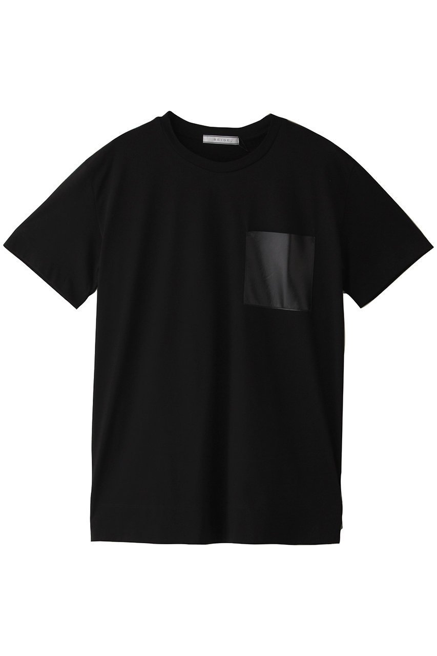 【ベイジ,/BEIGE,】のTORENIA(トレニア)/レザーポケットコットンクルーネックTシャツ インテリア・キッズ・メンズ・レディースファッション・服の通販 founy(ファニー) 　ファッション　Fashion　レディースファッション　WOMEN　トップス・カットソー　Tops/Tshirt　シャツ/ブラウス　Shirts/Blouses　ロング / Tシャツ　T-Shirts　カットソー　Cut and Sewn　ショート　Short　スリーブ　Sleeve　デニム　Denim　ベーシック　Basic　NEW・新作・新着・新入荷　New Arrivals　Black×Black|ID: prp329100004555557 ipo3291000000032196899