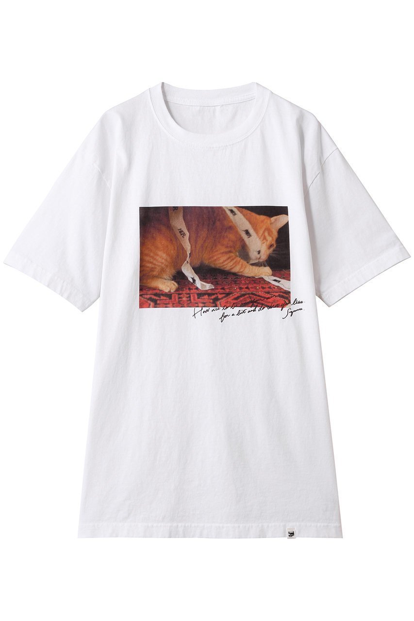 【ハー/HER.】のSuzume Tee/02 Tシャツ インテリア・キッズ・メンズ・レディースファッション・服の通販 founy(ファニー) 　ファッション　Fashion　レディースファッション　Fashion for Women　トップス・カットソー　Cut & Sew Tops　シャツ・ブラウス・オフィスカジュアル　Elegant Blouses & Button-Ups　ロングTシャツ・Tシャツ　Longline T-Shirts & Tees　カットソー・ベーシックTシャツ　Cut-and-Sewn Tops / Stretch Tees & Basics　ショート　Short, Short Length　スリーブ　Sleeve, Long Sleeve / Short Sleeve　ヴィンテージ　Vintage Style　猫　Cat, Kitty　オフホワイト|ID: prp329100004557882 ipo3291000000036046755
