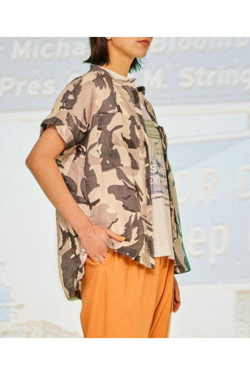 【レリル/lelill】の迷彩シャツ 人気、トレンドファッション・服の通販 founy(ファニー) 　ファッション　Fashion　レディースファッション　WOMEN　トップス・カットソー　Tops/Tshirt　シャツ/ブラウス　Shirts/Blouses　ショート　Short　スリーブ　Sleeve　タフタ　Taffeta　プリント　Print　ボタニカル　Botanical　ミリタリー　Military　リネン　Linen　NEW・新作・新着・新入荷　New Arrivals　other-8|ID: prp329100004557918 ipo3291000000032220035