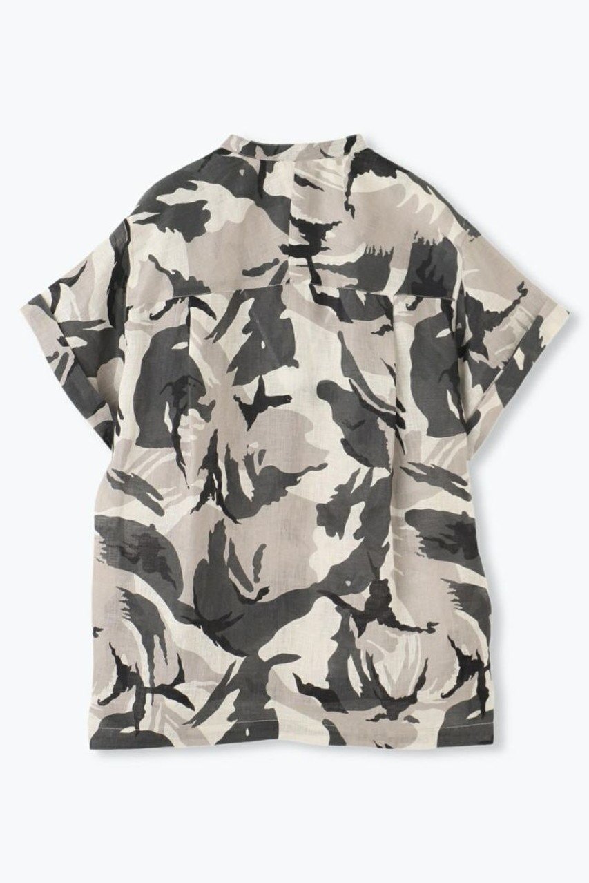 【レリル/lelill】の迷彩シャツ 人気、トレンドファッション・服の通販 founy(ファニー) 　ファッション　Fashion　レディースファッション　Fashion for Women　トップス・カットソー　Cut & Sew Tops　シャツ・ブラウス・オフィスカジュアル　Elegant Blouses & Button-Ups　ショート　Short, Short Length　スリーブ　Sleeve, Long Sleeve / Short Sleeve　タフタ　Taffeta, Structured Fabric　プリント　Print, Printed Pattern　ボタニカル　Botanical, Floral Pattern　ミリタリー　Military, Army Style　リネン　Linen, Linen Fabric　other-2|ID: prp329100004557918 ipo3291000000035450741