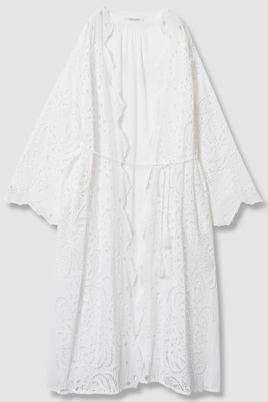 【ハウス オブ ロータス/HOUSE OF LOTUS】のシフリー刺繍ロングガウン 人気、トレンドファッション・服の通販 founy(ファニー) 　ファッション　Fashion　レディースファッション　Fashion for Women　トップス・カットソー　Cut & Sew Tops　シャツ・ブラウス・オフィスカジュアル　Elegant Blouses & Button-Ups　ガウン　Gown, Robe　シンプル　Simple, Minimal　スカラップ　Scallop, Scalloped Edge　スリーブ　Sleeve, Long Sleeve / Short Sleeve　タッセル　Tassel, Fringe　ボタニカル　Botanical, Floral Pattern　レース　Lace, Lace Fabric　ロング　Long, Long-Length　ワーク　Workwear, Utility Style　 other-1|ID: prp329100004559120 ipo3291000000034952344