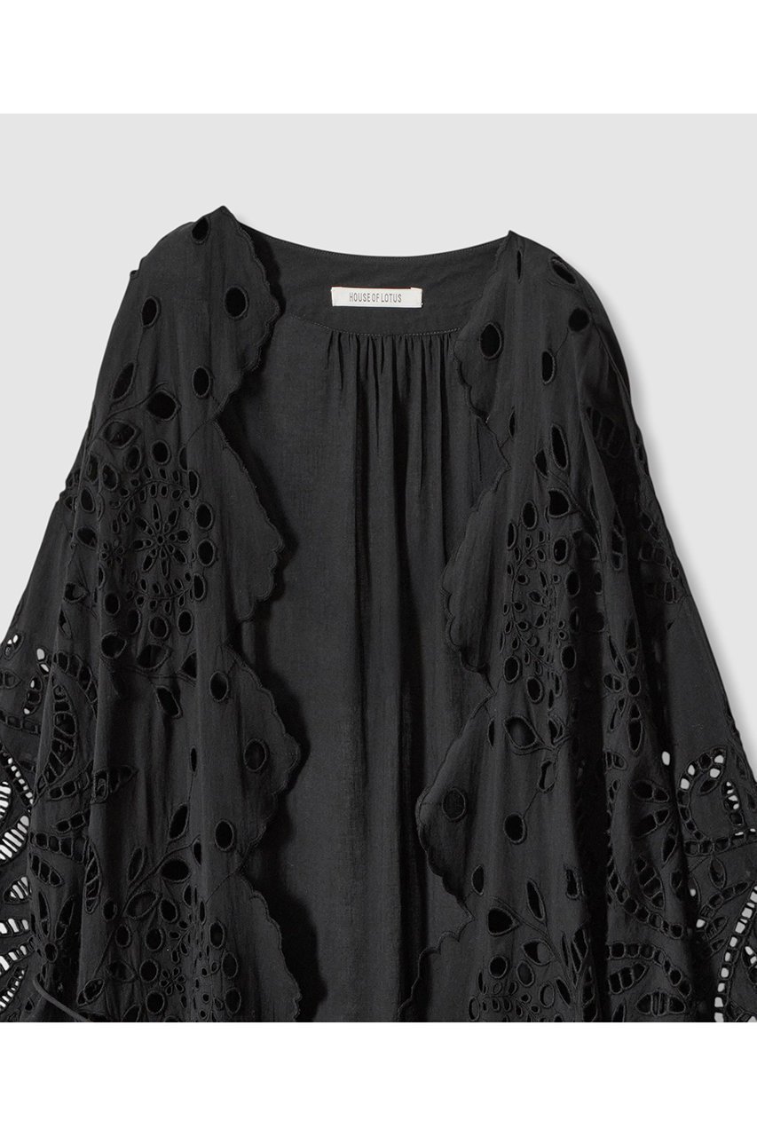 【ハウス オブ ロータス/HOUSE OF LOTUS】のシフリー刺繍ロングガウン 人気、トレンドファッション・服の通販 founy(ファニー) 　ファッション　Fashion　レディースファッション　Fashion for Women　トップス・カットソー　Cut & Sew Tops　シャツ・ブラウス・オフィスカジュアル　Elegant Blouses & Button-Ups　ガウン　Gown, Robe　シンプル　Simple, Minimal　スカラップ　Scallop, Scalloped Edge　スリーブ　Sleeve, Long Sleeve / Short Sleeve　タッセル　Tassel, Fringe　ボタニカル　Botanical, Floral Pattern　レース　Lace, Lace Fabric　ロング　Long, Long-Length　ワーク　Workwear, Utility Style　other-3|ID: prp329100004559120 ipo3291000000034952353