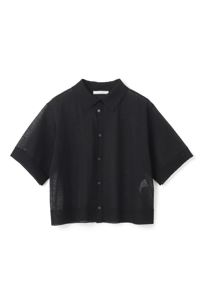 【ベイジ,/BEIGE,】の【5/28 12:00販売開始】MILANO / リネン混シアーポロカラーニット/ インテリア・キッズ・メンズ・レディースファッション・服の通販 founy(ファニー) 　ファッション　Fashion　レディースファッション　WOMEN　トップス・カットソー　Tops/Tshirt　ニット　Knit Tops　プルオーバー　Pullover　コンパクト　Compact　デニム　Denim　リネン　Linen　透かし　Watermark　Black|ID: prp329100004559129 ipo3291000000032232803