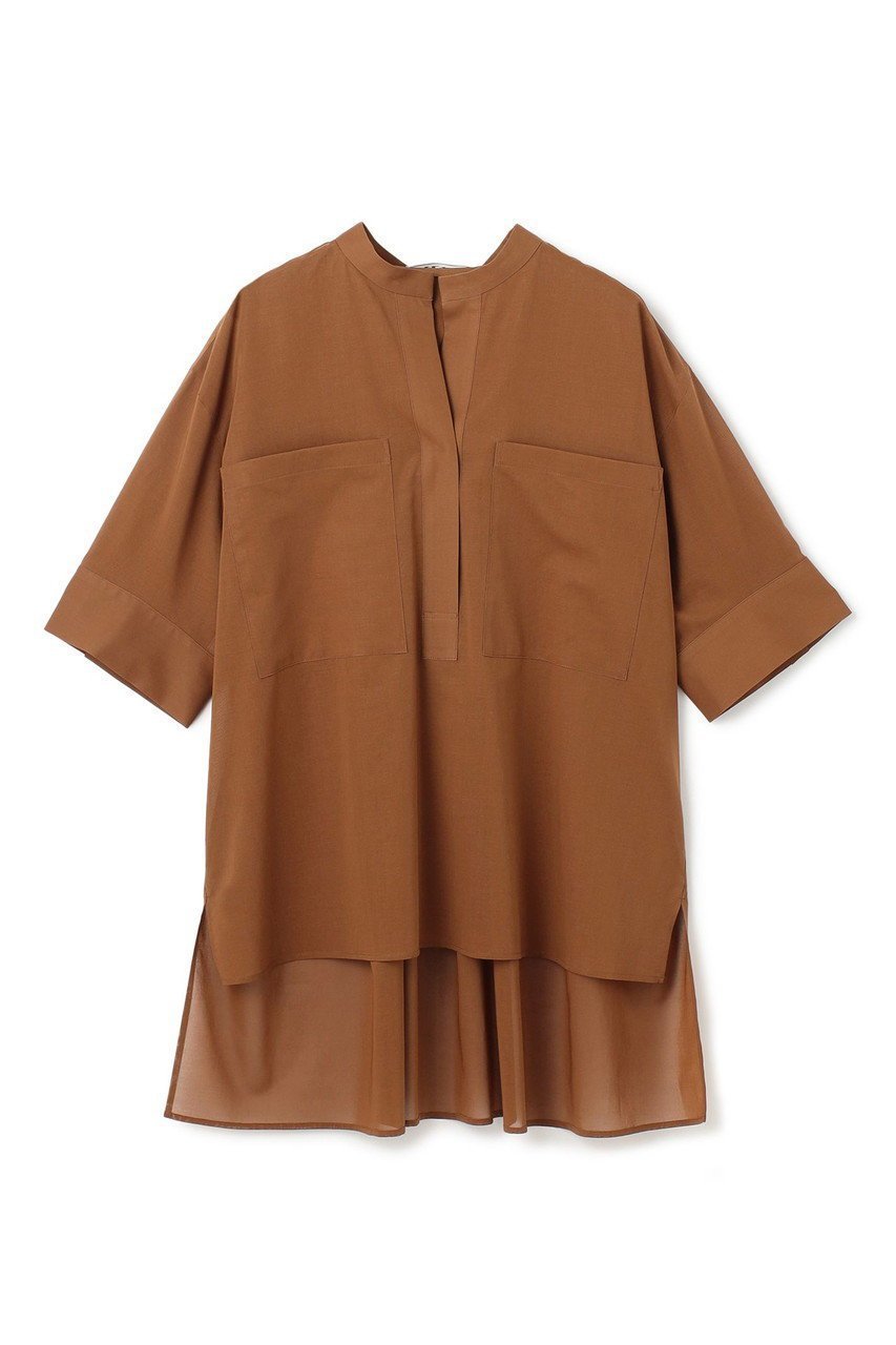 【ベイジ,/BEIGE,】の【5/28 12:00販売開始】BAC / コットンビックポケットスタンドカラーシャツ/ インテリア・キッズ・メンズ・レディースファッション・服の通販 founy(ファニー) 　ファッション　Fashion　レディースファッション　WOMEN　トップス・カットソー　Tops/Tshirt　シャツ/ブラウス　Shirts/Blouses　ギャザー　Gather　ショート　Short　スリーブ　Sleeve　ハーフ　Half　ポケット　Pocket　ミドル　Middle　リュクス　Luxe　ビジネス 仕事 通勤　Business　Brown|ID: prp329100004559135 ipo3291000000032232850