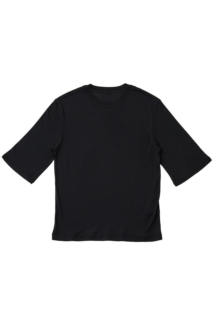 【ザ ストア バイ シー/THE STORE by C】のウォッシャブルシルクTee インテリア・キッズ・メンズ・レディースファッション・服の通販 founy(ファニー) 　ファッション　Fashion　レディースファッション　WOMEN　トップス・カットソー　Tops/Tshirt　シャツ/ブラウス　Shirts/Blouses　ロング / Tシャツ　T-Shirts　カットソー　Cut and Sewn　エレガント 上品　Elegant　ショート　Short　シルク　Silk　スリーブ　Sleeve　センター　Center　ドレープ　Drape　プレート　Plate　NEW・新作・新着・新入荷　New Arrivals　洗える　Washable　ブラック|ID: prp329100004559148 ipo3291000000032232959