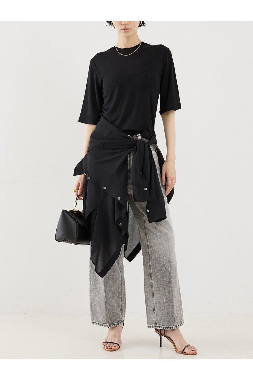【ザ ストア バイ シー/THE STORE by C】のウォッシャブルシルクTee 人気、トレンドファッション・服の通販 founy(ファニー) 　ファッション　Fashion　レディースファッション　WOMEN　トップス・カットソー　Tops/Tshirt　シャツ/ブラウス　Shirts/Blouses　ロング / Tシャツ　T-Shirts　カットソー　Cut and Sewn　エレガント 上品　Elegant　ショート　Short　シルク　Silk　スリーブ　Sleeve　センター　Center　ドレープ　Drape　プレート　Plate　NEW・新作・新着・新入荷　New Arrivals　洗える　Washable　other-6|ID: prp329100004559148 ipo3291000000032232964