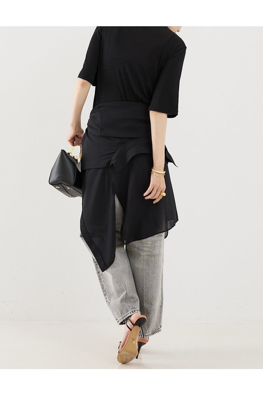 【ザ ストア バイ シー/THE STORE by C】のウォッシャブルシルクTee 人気、トレンドファッション・服の通販 founy(ファニー) 　ファッション　Fashion　レディースファッション　WOMEN　トップス・カットソー　Tops/Tshirt　シャツ/ブラウス　Shirts/Blouses　ロング / Tシャツ　T-Shirts　カットソー　Cut and Sewn　エレガント 上品　Elegant　ショート　Short　シルク　Silk　スリーブ　Sleeve　センター　Center　ドレープ　Drape　プレート　Plate　NEW・新作・新着・新入荷　New Arrivals　洗える　Washable　other-7|ID: prp329100004559148 ipo3291000000032232965