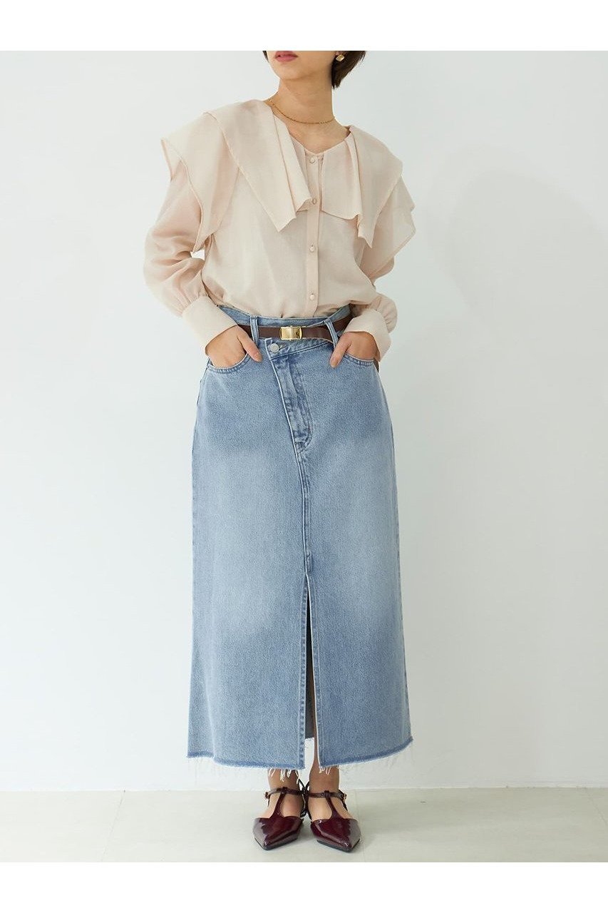 【エストラータ/STRATA】のシアーフリルブラウス 人気、トレンドファッション・服の通販 founy(ファニー) 　ファッション　Fashion　レディースファッション　WOMEN　トップス・カットソー　Tops/Tshirt　シャツ/ブラウス　Shirts/Blouses　おすすめ　Recommend　サマー　Summer　シアー　Sheer　シンプル　Simple　スリーブ　Sleeve　デニム　Denim　バランス　Balance　フェミニン　Feminine　フリル　Frills　フレア　Flare　ボトム　Bottom　ロング　Long　NEW・新作・新着・新入荷　New Arrivals　other-4|ID: prp329100004560490 ipo3291000000032243912