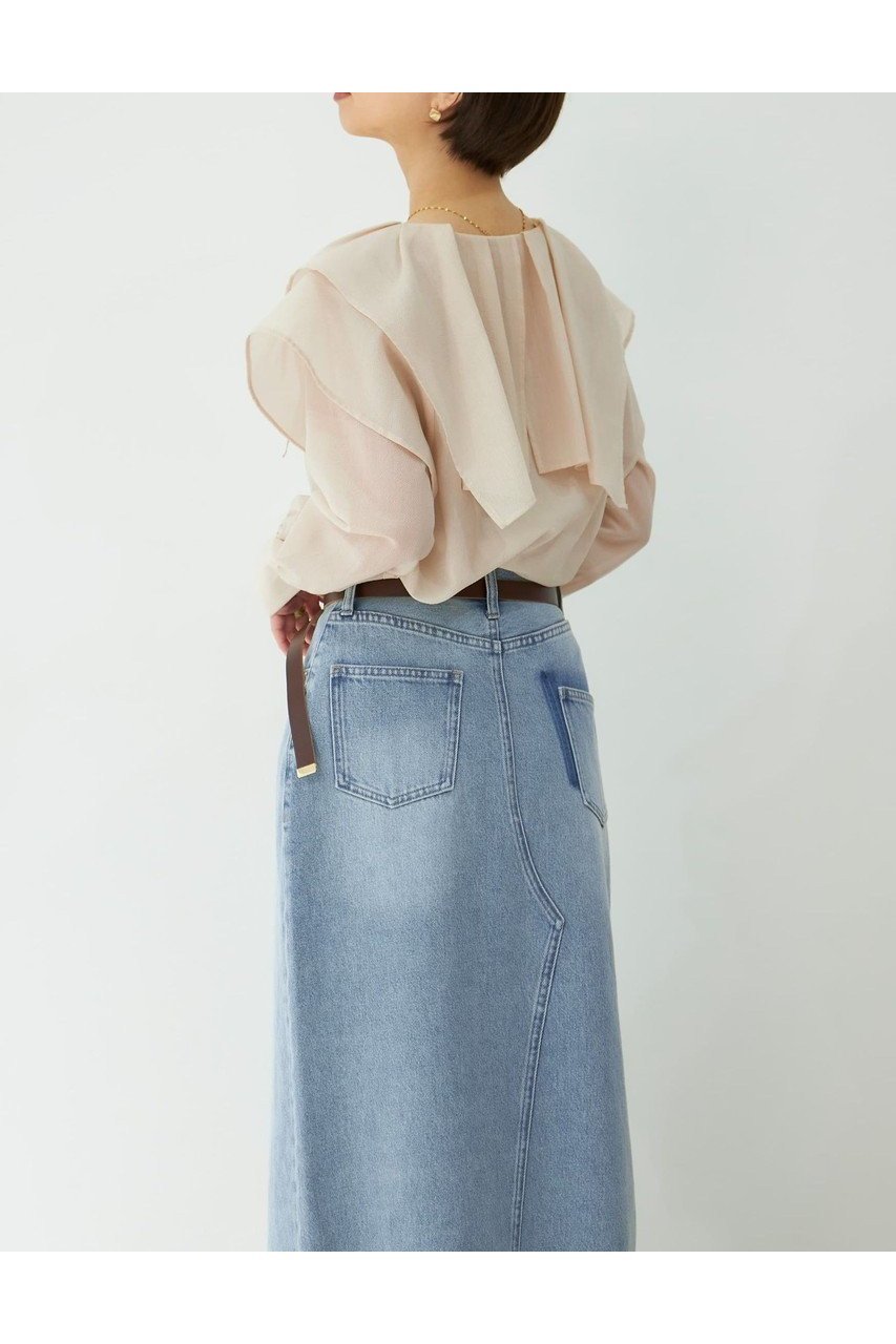【エストラータ/STRATA】のシアーフリルブラウス 人気、トレンドファッション・服の通販 founy(ファニー) 　ファッション　Fashion　レディースファッション　WOMEN　トップス・カットソー　Tops/Tshirt　シャツ/ブラウス　Shirts/Blouses　おすすめ　Recommend　サマー　Summer　シアー　Sheer　シンプル　Simple　スリーブ　Sleeve　デニム　Denim　バランス　Balance　フェミニン　Feminine　フリル　Frills　フレア　Flare　ボトム　Bottom　ロング　Long　NEW・新作・新着・新入荷　New Arrivals　other-5|ID: prp329100004560490 ipo3291000000032243913