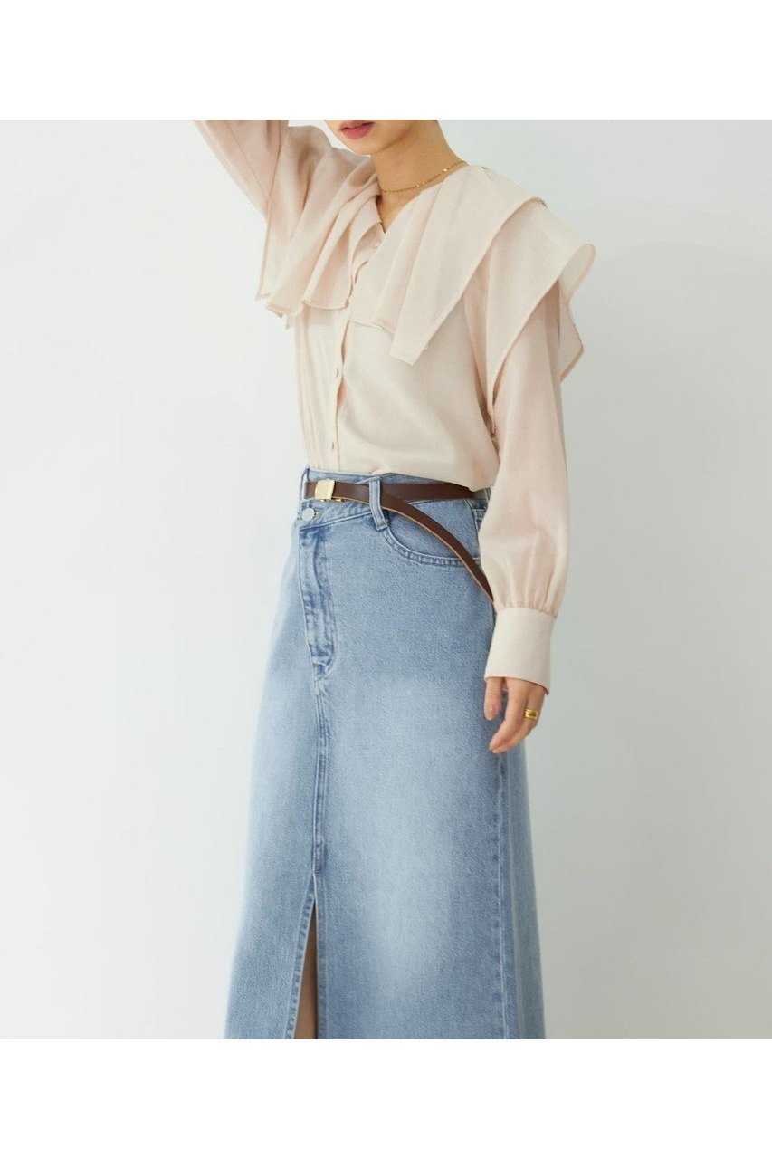 【エストラータ/STRATA】のシアーフリルブラウス 人気、トレンドファッション・服の通販 founy(ファニー) 　ファッション　Fashion　レディースファッション　WOMEN　トップス・カットソー　Tops/Tshirt　シャツ/ブラウス　Shirts/Blouses　おすすめ　Recommend　サマー　Summer　シアー　Sheer　シンプル　Simple　スリーブ　Sleeve　デニム　Denim　バランス　Balance　フェミニン　Feminine　フリル　Frills　フレア　Flare　ボトム　Bottom　ロング　Long　NEW・新作・新着・新入荷　New Arrivals　other-6|ID: prp329100004560490 ipo3291000000032243914