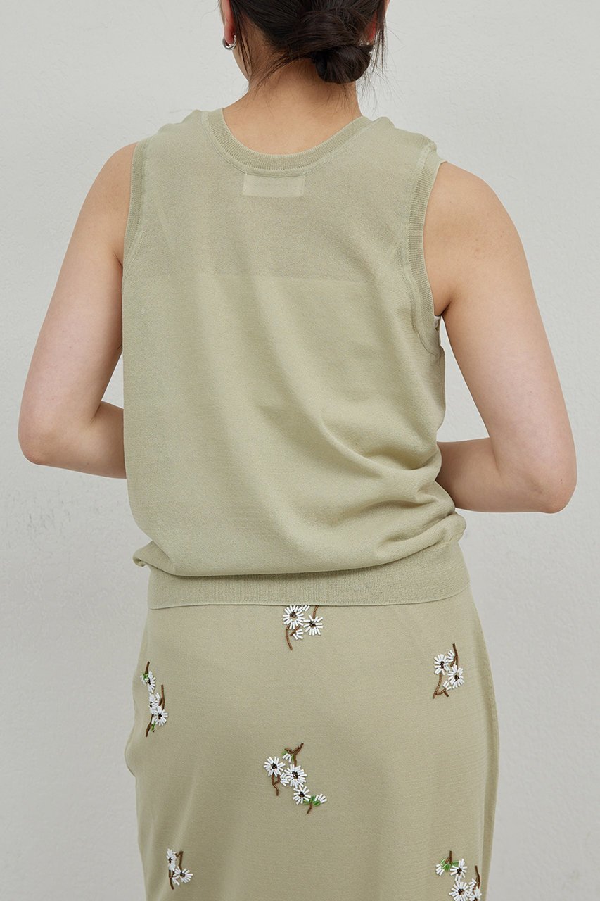 【ガリャルダガランテ/GALLARDAGALANTE】の【HERITANOVUM】シアーエンブロイダリーノースリーブニット 人気、トレンドファッション・服の通販 founy(ファニー) 　ファッション　Fashion　レディースファッション　WOMEN　トップス・カットソー　Tops/Tshirt　ニット　Knit Tops　キャミソール / ノースリーブ　No Sleeves　シャツ/ブラウス　Shirts/Blouses　ロング / Tシャツ　T-Shirts　カットソー　Cut and Sewn　キャミソール　Camisole　コンパクト　Compact　スタンダード　Standard　タンク　Tank　ノースリーブ　No Sleeve　NEW・新作・新着・新入荷　New Arrivals　other-8|ID: prp329100004560539 ipo3291000000032244227