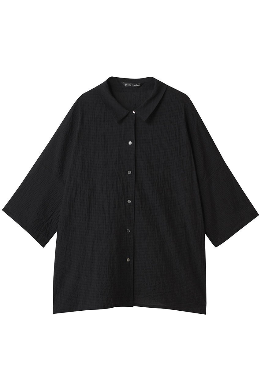 【ミズイロ インド/mizuiro ind】のripple wide shirt シャツ インテリア・キッズ・メンズ・レディースファッション・服の通販 founy(ファニー) 　ファッション　Fashion　レディースファッション　WOMEN　トップス・カットソー　Tops/Tshirt　シャツ/ブラウス　Shirts/Blouses　ショート　Short　シンプル　Simple　スリーブ　Sleeve　ファブリック　Fabric　リラックス　Relax　ワイド　Wide　NEW・新作・新着・新入荷　New Arrivals　black|ID: prp329100004560567 ipo3291000000032244426