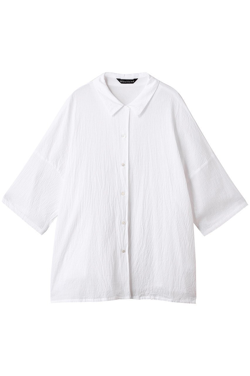 【ミズイロ インド/mizuiro ind】のripple wide shirt シャツ インテリア・キッズ・メンズ・レディースファッション・服の通販 founy(ファニー) 　ファッション　Fashion　レディースファッション　Fashion for Women　トップス・カットソー　Cut & Sew Tops　シャツ・ブラウス・オフィスカジュアル　Elegant Blouses & Button-Ups　ショート　Short, Short Length　シンプル　Simple, Minimal　スリーブ　Sleeve, Long Sleeve / Short Sleeve　ファブリック　Fabric, Textile　リラックス　Relax, Relaxed Fit　ワイド　Wide, Wide Fit　white|ID: prp329100004560567 ipo3291000000032813690