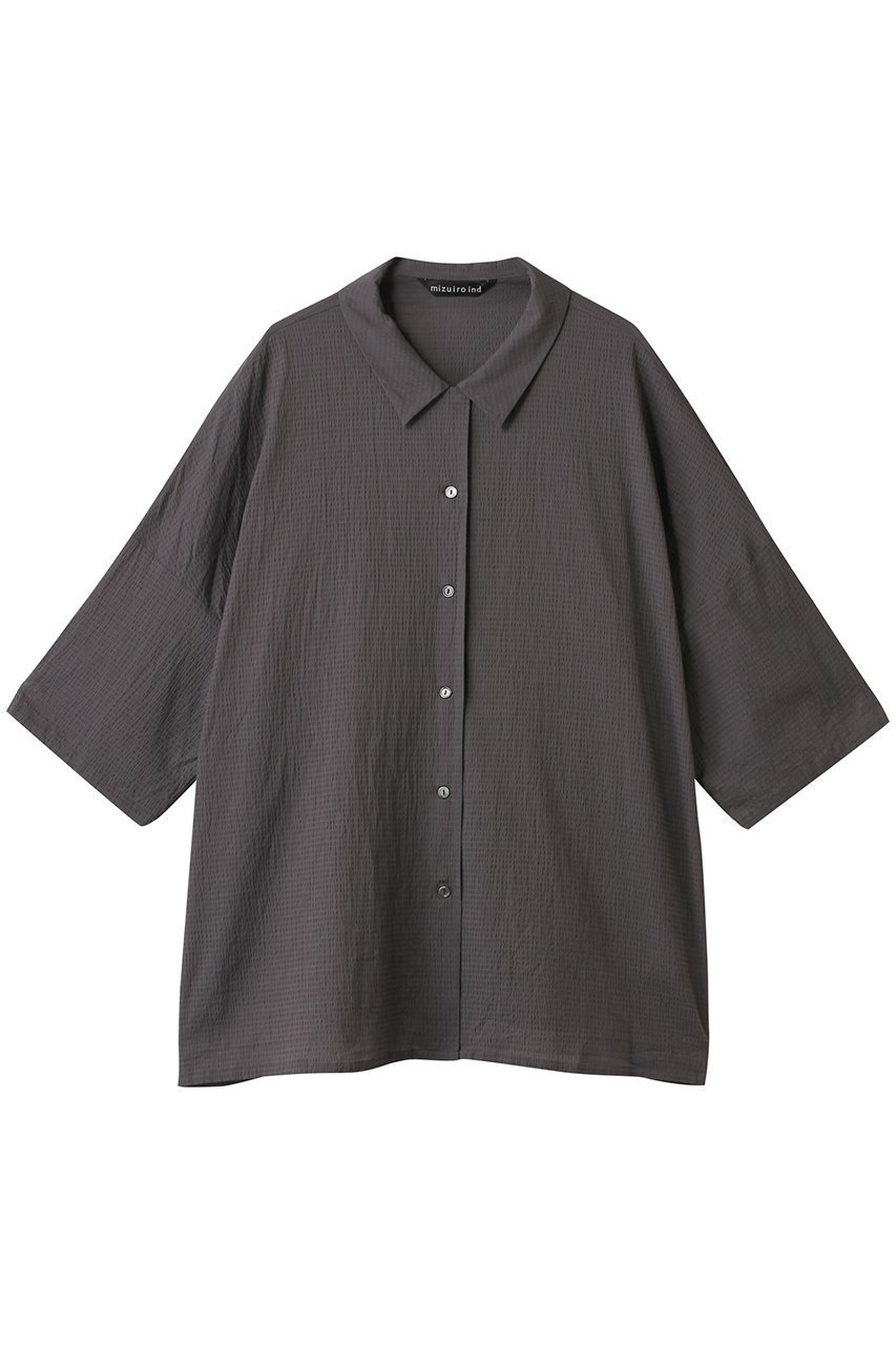【ミズイロ インド/mizuiro ind】のripple wide shirt シャツ インテリア・キッズ・メンズ・レディースファッション・服の通販 founy(ファニー) 　ファッション　Fashion　レディースファッション　Fashion for Women　トップス・カットソー　Cut & Sew Tops　シャツ・ブラウス・オフィスカジュアル　Elegant Blouses & Button-Ups　ショート　Short, Short Length　シンプル　Simple, Minimal　スリーブ　Sleeve, Long Sleeve / Short Sleeve　ファブリック　Fabric, Textile　リラックス　Relax, Relaxed Fit　ワイド　Wide, Wide Fit　gray|ID: prp329100004560567 ipo3291000000032813691