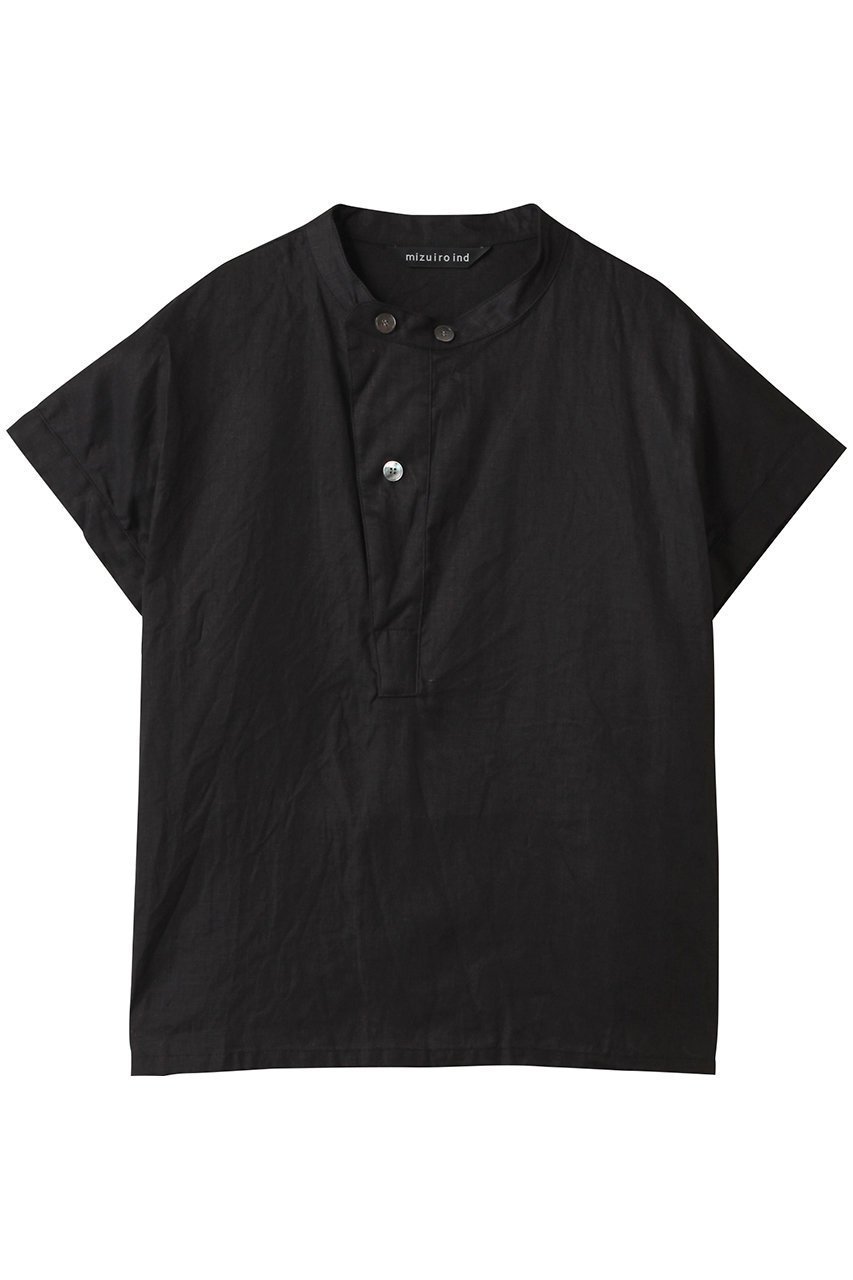 【ミズイロ インド/mizuiro ind】のlinen stand collar shirt シャツ インテリア・キッズ・メンズ・レディースファッション・服の通販 founy(ファニー) 　ファッション　Fashion　レディースファッション　Fashion for Women　トップス・カットソー　Cut & Sew Tops　シャツ・ブラウス・オフィスカジュアル　Elegant Blouses & Button-Ups　ショート　Short, Short Length　スタンド　Stand Collar, Upright Stand　スリーブ　Sleeve, Long Sleeve / Short Sleeve　夏　Summer　春　Spring　S/S・春夏　SS, Spring/Summer, Warm Season　black|ID: prp329100004560568 ipo3291000000032813698