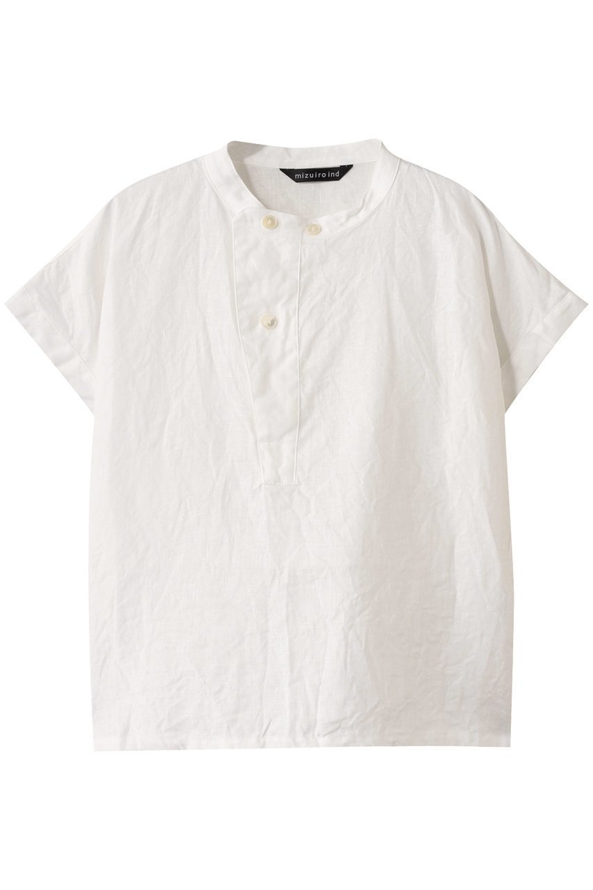 【ミズイロ インド/mizuiro ind】のlinen stand collar shirt シャツ インテリア・キッズ・メンズ・レディースファッション・服の通販 founy(ファニー) 　ファッション　Fashion　レディースファッション　Fashion for Women　トップス・カットソー　Cut & Sew Tops　シャツ・ブラウス・オフィスカジュアル　Elegant Blouses & Button-Ups　ショート　Short, Short Length　スタンド　Stand Collar, Upright Stand　スリーブ　Sleeve, Long Sleeve / Short Sleeve　夏　Summer　春　Spring　S/S・春夏　SS, Spring/Summer, Warm Season　off white|ID: prp329100004560568 ipo3291000000032813699