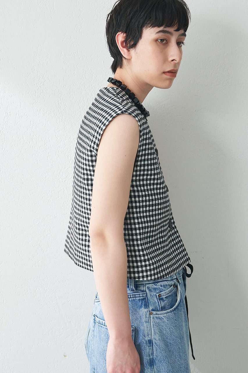 【ウィムガゼット/Whim Gazette】のダブルクロスジレ 人気、トレンドファッション・服の通販 founy(ファニー) 　ファッション　Fashion　レディースファッション　WOMEN　アウター　Coat Outerwear　ジャケット　Jackets　ギンガム　Gingham　クラシカル　Classical　コンパクト　Compact　シンプル　Simple　ジャケット　Jacket　ストレッチ　Stretch　チェック　Check　ノースリーブ　No Sleeve　ベスト　Vest　ロング　Long　ヴィンテージ　Vintage　吸水　Water Absorption　NEW・新作・新着・新入荷　New Arrivals　other-5|ID: prp329100004560570 ipo3291000000032244454