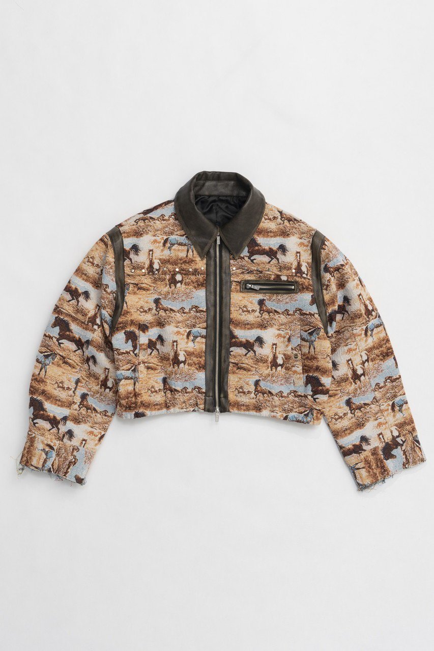 【プランク プロジェクト/PRANK PROJECT】のホースジャガードショートブルゾン / Hose Jacquard Short Blouson 人気、トレンドファッション・服の通販 founy(ファニー) 　ファッション　Fashion　レディースファッション　WOMEN　アウター　Coat Outerwear　ジャケット　Jackets　ブルゾン　Blouson/Jackets　おすすめ　Recommend　コンパクト　Compact　ショルダー　Shoulder　ショート　Short　ジャケット　Jacket　スタッズ　Studs　タイトスカート　Tight Skirt　バランス　Balance　フェイクレザー　Faux Leather　ブルゾン　Blouson　ボトム　Bottom　ヴィンテージ　Vintage　 other-1|ID: prp329100004560576 ipo3291000000032244501