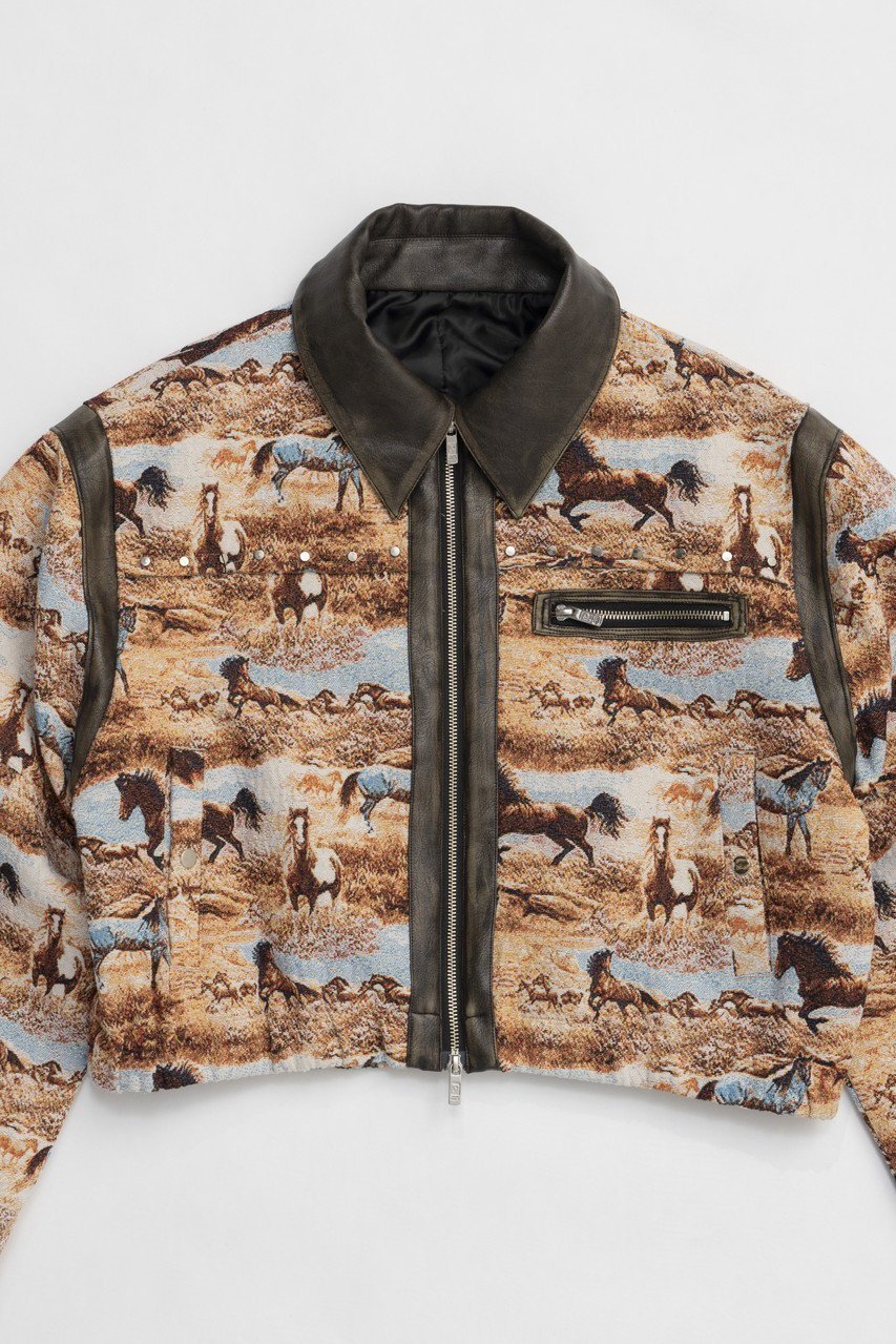 【プランク プロジェクト/PRANK PROJECT】のホースジャガードショートブルゾン / Hose Jacquard Short Blouson 人気、トレンドファッション・服の通販 founy(ファニー) 　ファッション　Fashion　レディースファッション　Fashion for Women　アウター　Coat / Outerwear Collection　レディースジャケット・軽アウター　Jackets　ブルゾンジャケット・スポーティアウター　Blouson Jackets　おすすめ　Recommended / Our Picks　コンパクト　Compact, Small Size　ショルダー　Shoulder, Shoulder Strap　ショート　Short, Short Length　ジャケット　Jacket, Outerwear　スタッズ　Studs, Metal Accents　タイトスカート　Pencil Skirt, Tight Skirt　バランス　Balance, Style Balance　フェイクレザー　Faux Leather, PU Leather　ブルゾン　Blouson, Bomber Jacket　ボトム　Bottoms, Lower Wear　ヴィンテージ　Vintage Style　other-2|ID: prp329100004560576 ipo3291000000036797299