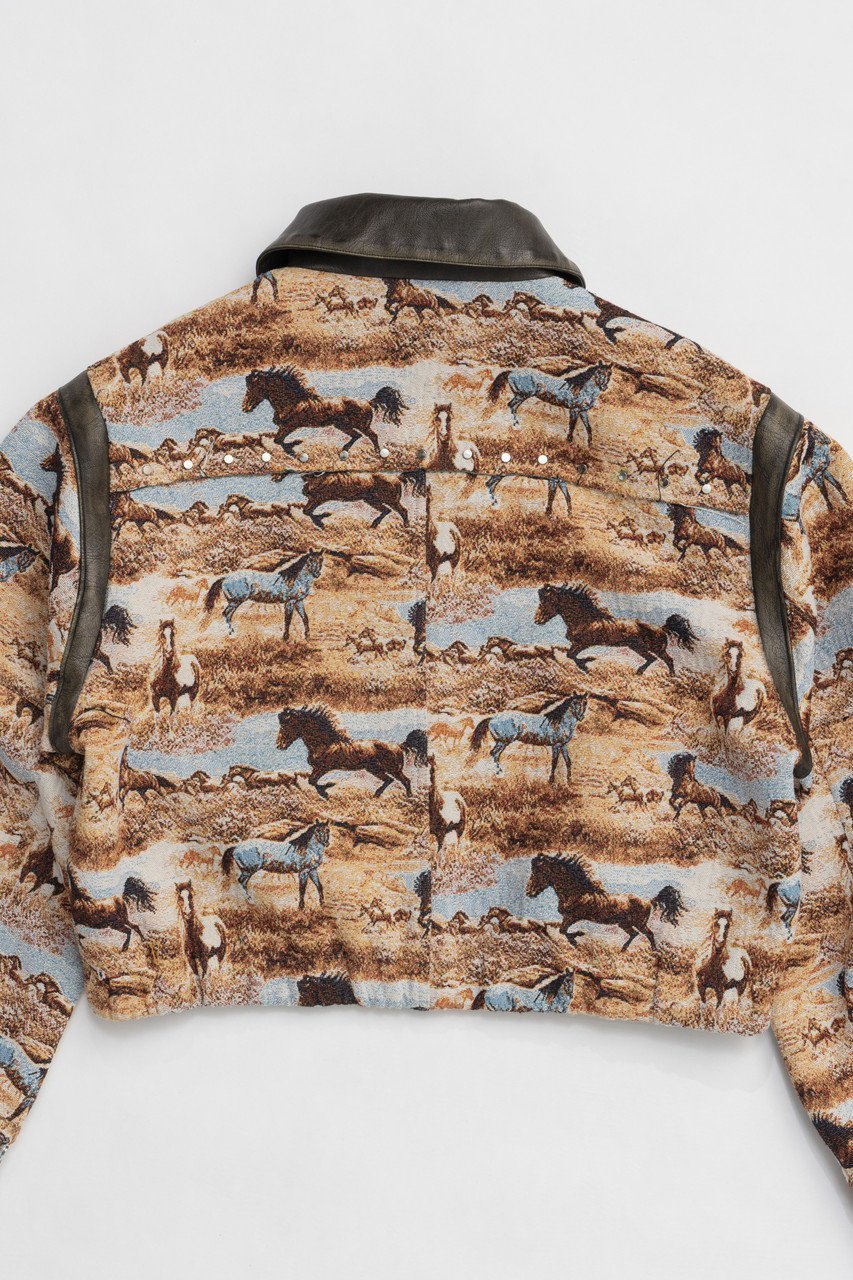 【プランク プロジェクト/PRANK PROJECT】のホースジャガードショートブルゾン / Hose Jacquard Short Blouson 人気、トレンドファッション・服の通販 founy(ファニー) 　ファッション　Fashion　レディースファッション　Fashion for Women　アウター　Coat / Outerwear Collection　レディースジャケット・軽アウター　Jackets　ブルゾンジャケット・スポーティアウター　Blouson Jackets　おすすめ　Recommended / Our Picks　コンパクト　Compact, Small Size　ショルダー　Shoulder, Shoulder Strap　ショート　Short, Short Length　ジャケット　Jacket, Outerwear　スタッズ　Studs, Metal Accents　タイトスカート　Pencil Skirt, Tight Skirt　バランス　Balance, Style Balance　フェイクレザー　Faux Leather, PU Leather　ブルゾン　Blouson, Bomber Jacket　ボトム　Bottoms, Lower Wear　ヴィンテージ　Vintage Style　other-5|ID: prp329100004560576 ipo3291000000036797302