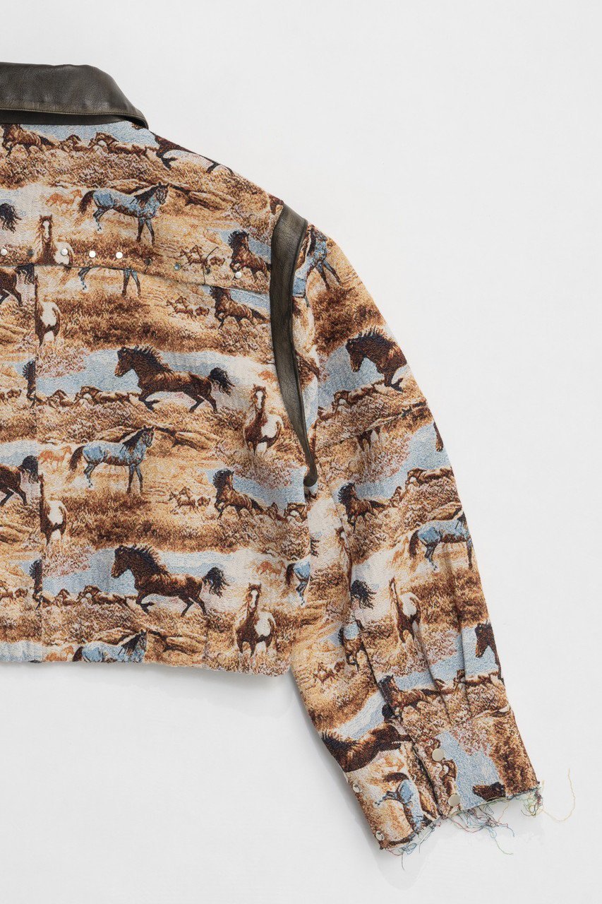 【プランク プロジェクト/PRANK PROJECT】のホースジャガードショートブルゾン / Hose Jacquard Short Blouson 人気、トレンドファッション・服の通販 founy(ファニー) 　ファッション　Fashion　レディースファッション　Fashion for Women　アウター　Coat / Outerwear Collection　レディースジャケット・軽アウター　Jackets　ブルゾンジャケット・スポーティアウター　Blouson Jackets　おすすめ　Recommended / Our Picks　コンパクト　Compact, Small Size　ショルダー　Shoulder, Shoulder Strap　ショート　Short, Short Length　ジャケット　Jacket, Outerwear　スタッズ　Studs, Metal Accents　タイトスカート　Pencil Skirt, Tight Skirt　バランス　Balance, Style Balance　フェイクレザー　Faux Leather, PU Leather　ブルゾン　Blouson, Bomber Jacket　ボトム　Bottoms, Lower Wear　ヴィンテージ　Vintage Style　other-6|ID: prp329100004560576 ipo3291000000036797303