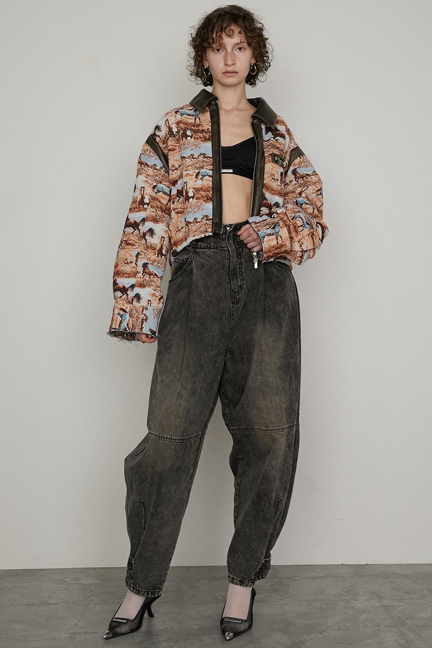 【プランク プロジェクト/PRANK PROJECT】のホースジャガードショートブルゾン / Hose Jacquard Short Blouson 人気、トレンドファッション・服の通販 founy(ファニー) 　ファッション　Fashion　レディースファッション　Fashion for Women　アウター　Coat / Outerwear Collection　レディースジャケット・軽アウター　Jackets　ブルゾンジャケット・スポーティアウター　Blouson Jackets　おすすめ　Recommended / Our Picks　コンパクト　Compact, Small Size　ショルダー　Shoulder, Shoulder Strap　ショート　Short, Short Length　ジャケット　Jacket, Outerwear　スタッズ　Studs, Metal Accents　タイトスカート　Pencil Skirt, Tight Skirt　バランス　Balance, Style Balance　フェイクレザー　Faux Leather, PU Leather　ブルゾン　Blouson, Bomber Jacket　ボトム　Bottoms, Lower Wear　ヴィンテージ　Vintage Style　other-7|ID: prp329100004560576 ipo3291000000036797304