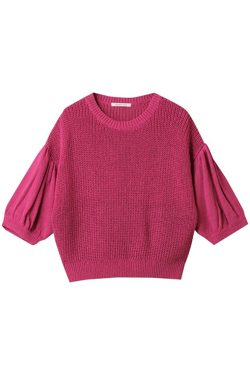 【ハウス オブ ロータス/HOUSE OF LOTUS】のペーパーポリエステルパフスリーブプルオーバー インテリア・キッズ・メンズ・レディースファッション・服の通販 founy(ファニー) 　ファッション　Fashion　レディースファッション　WOMEN　トップス・カットソー　Tops/Tshirt　ニット　Knit Tops　プルオーバー　Pullover　インナー　Inner　ジャケット　Jacket　スリーブ　Sleeve　ペーパー　Paper　NEW・新作・新着・新入荷　New Arrivals　レッド|ID: prp329100004560577 ipo3291000000032244513