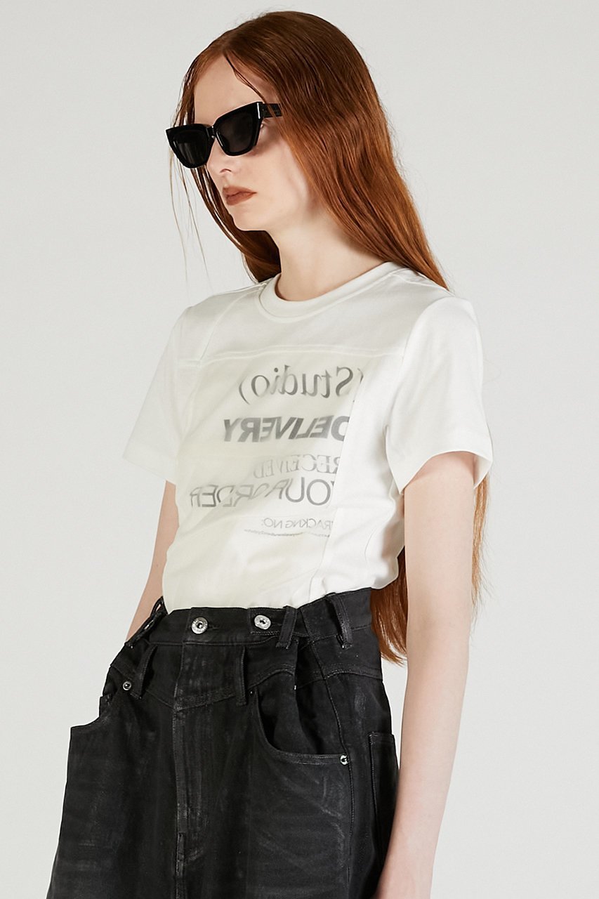 【プランク プロジェクト/PRANK PROJECT】のDELIVERY-Tシャツ 人気、トレンドファッション・服の通販 founy(ファニー) 　ファッション　Fashion　レディースファッション　WOMEN　トップス・カットソー　Tops/Tshirt　シャツ/ブラウス　Shirts/Blouses　ロング / Tシャツ　T-Shirts　カットソー　Cut and Sewn　アシンメトリー　Asymmetry　シアー　Sheer　ショート　Short　シンプル　Simple　ジャケット　Jacket　スリーブ　Sleeve　フロント　Front　プリント　Print　ボトム　Bottom　定番　Standard　NEW・新作・新着・新入荷　New Arrivals　other-8|ID: prp329100004560597 ipo3291000000032244736
