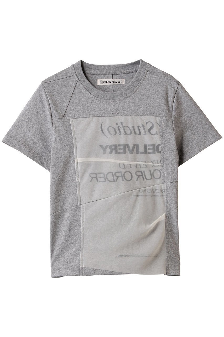 【プランク プロジェクト/PRANK PROJECT】のDELIVERY-Tシャツ インテリア・キッズ・メンズ・レディースファッション・服の通販 founy(ファニー) 　ファッション　Fashion　レディースファッション　Fashion for Women　トップス・カットソー　Cut & Sew Tops　シャツ・ブラウス・オフィスカジュアル　Elegant Blouses & Button-Ups　ロングTシャツ・Tシャツ　Longline T-Shirts & Tees　カットソー・ベーシックTシャツ　Cut-and-Sewn Tops / Stretch Tees & Basics　アシンメトリー　Asymmetrical Style　シアー　Sheer, See-Through　ショート　Short, Short Length　シンプル　Simple, Minimal　ジャケット　Jacket, Outerwear　スリーブ　Sleeve, Long Sleeve / Short Sleeve　フロント　Front, Front Design　プリント　Print, Printed Pattern　ボトム　Bottoms, Lower Wear　定番　Standard, Basic Item　GRY(グレー)|ID: prp329100004560597 ipo3291000000035837262