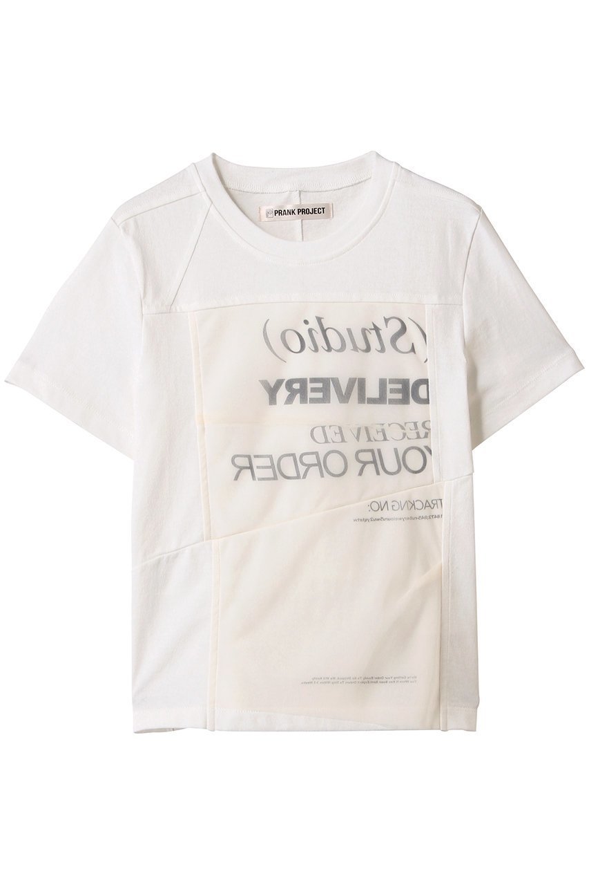 【プランク プロジェクト/PRANK PROJECT】のDELIVERY-Tシャツ インテリア・キッズ・メンズ・レディースファッション・服の通販 founy(ファニー) 　ファッション　Fashion　レディースファッション　Fashion for Women　トップス・カットソー　Cut & Sew Tops　シャツ・ブラウス・オフィスカジュアル　Elegant Blouses & Button-Ups　ロングTシャツ・Tシャツ　Longline T-Shirts & Tees　カットソー・ベーシックTシャツ　Cut-and-Sewn Tops / Stretch Tees & Basics　アシンメトリー　Asymmetrical Style　シアー　Sheer, See-Through　ショート　Short, Short Length　シンプル　Simple, Minimal　ジャケット　Jacket, Outerwear　スリーブ　Sleeve, Long Sleeve / Short Sleeve　フロント　Front, Front Design　プリント　Print, Printed Pattern　ボトム　Bottoms, Lower Wear　定番　Standard, Basic Item　WHT(ホワイト)|ID: prp329100004560597 ipo3291000000035837265