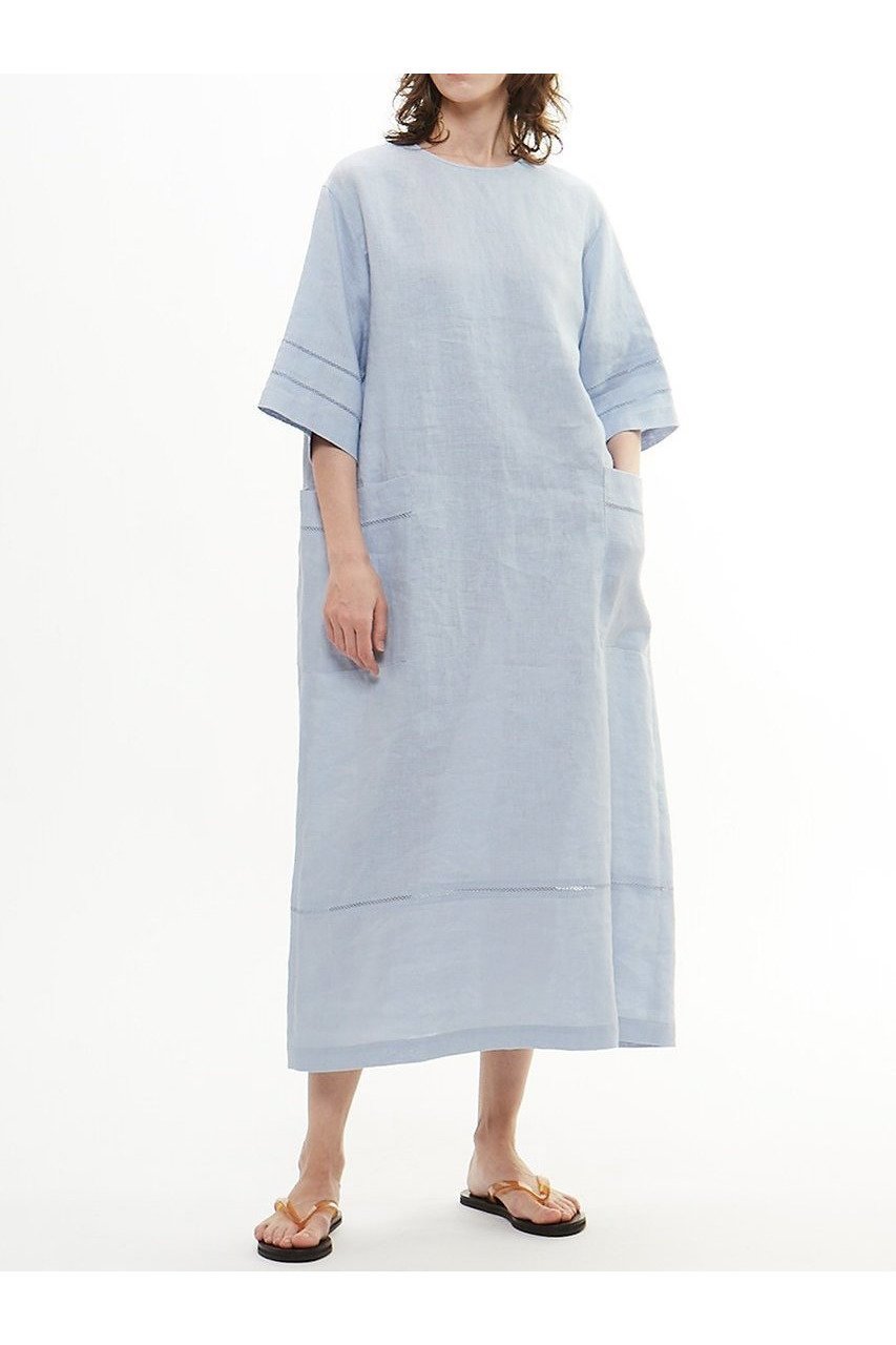 【プレインピープル/PLAIN PEOPLE】のキャンブリックリネンダブルピコット刺繍ワンピース 人気、トレンドファッション・服の通販 founy(ファニー) 　ファッション　Fashion　レディースファッション　WOMEN　ワンピース　Dress　チュニック　Tunic　ダブル　Double　チュニック　Tunic　ドロップ　Drop　ポケット　Pocket　リネン　Linen　ロング　Long　半袖　Short Sleeve　NEW・新作・新着・新入荷　New Arrivals　other-7|ID: prp329100004560603 ipo3291000000032244801