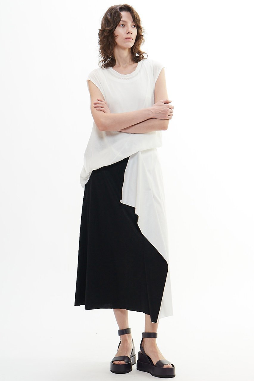 【プレインピープル/PLAIN PEOPLE】の60スムースバイカラースカート インテリア・キッズ・メンズ・レディースファッション・服の通販 founy(ファニー) 　ファッション　Fashion　レディースファッション　Fashion for Women　スカート　Skirts　ロングスカート　Long Skirts / Maxi & Midi Skirts　シンプル　Simple, Minimal　ドレープ　Drape, Draping Fabric　ロング　Long, Long-Length　エレガント 上品　Elegant　ブラック×ホワイト|ID: prp329100004560605 ipo3291000000036046829