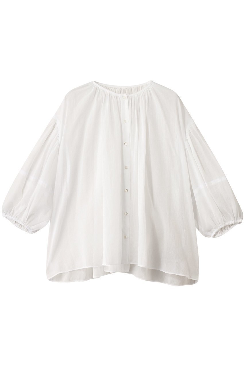【プレインピープル/PLAIN PEOPLE】のボイルギャザーブラウス インテリア・キッズ・メンズ・レディースファッション・服の通販 founy(ファニー) 　ファッション　Fashion　レディースファッション　Fashion for Women　トップス・カットソー　Cut & Sew Tops　シャツ・ブラウス・オフィスカジュアル　Elegant Blouses & Button-Ups　ギャザー　Gathered, Ruffled　スリーブ　Sleeve, Long Sleeve / Short Sleeve　ロング　Long, Long-Length　ホワイト|ID: prp329100004560607 ipo3291000000033124307