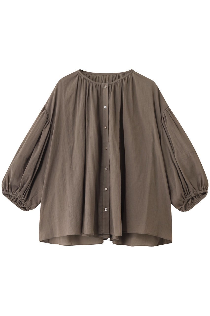 【プレインピープル/PLAIN PEOPLE】のボイルギャザーブラウス インテリア・キッズ・メンズ・レディースファッション・服の通販 founy(ファニー) 　ファッション　Fashion　レディースファッション　Fashion for Women　トップス・カットソー　Cut & Sew Tops　シャツ・ブラウス・オフィスカジュアル　Elegant Blouses & Button-Ups　ギャザー　Gathered, Ruffled　スリーブ　Sleeve, Long Sleeve / Short Sleeve　ロング　Long, Long-Length　トープ|ID: prp329100004560607 ipo3291000000033124308