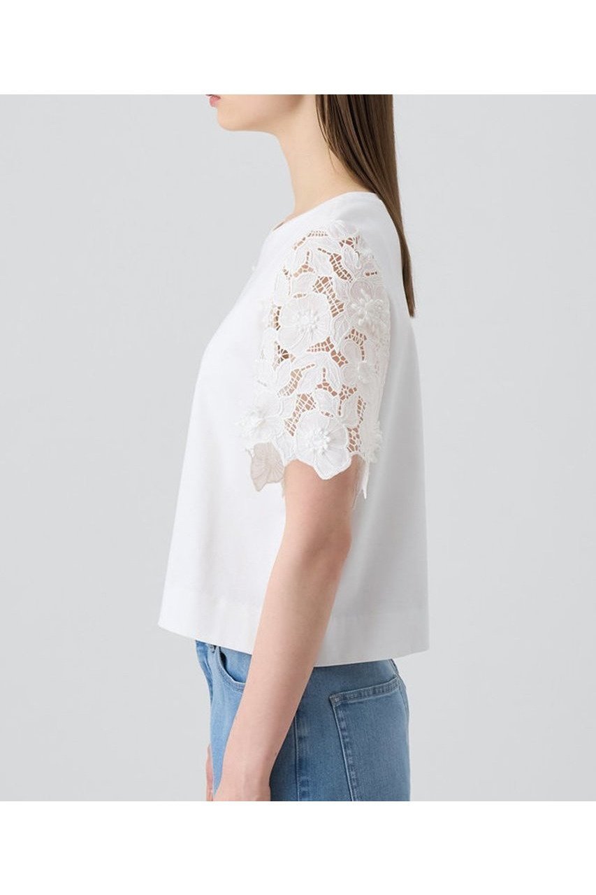 【アナイ/ANAYI】のコンパクトポンチスカラップ袖 プルオーバー 人気、トレンドファッション・服の通販 founy(ファニー) 　ファッション　Fashion　レディースファッション　WOMEN　トップス・カットソー　Tops/Tshirt　シャツ/ブラウス　Shirts/Blouses　ロング / Tシャツ　T-Shirts　プルオーバー　Pullover　カットソー　Cut and Sewn　カットソー　Cut And Sew　クロップド　Cropped　コンパクト　Compact　コンビ　Combination　ショート　Short　スリーブ　Sleeve　フラワー　Flower　レース　Race　ワーク　Work　エレガント 上品　Elegant　NEW・新作・新着・新入荷　New Arrivals　other-6|ID: prp329100004560638 ipo3291000000032245149