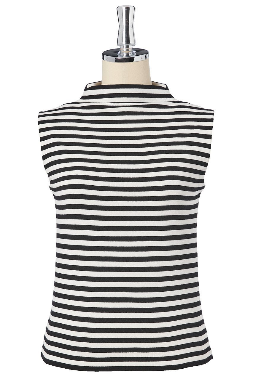 【デイジーリン/DAISY LIN】のBorder Knit Top “Stylish French” インテリア・キッズ・メンズ・レディースファッション・服の通販 founy(ファニー) 　ファッション　Fashion　レディースファッション　WOMEN　トップス・カットソー　Tops/Tshirt　ニット　Knit Tops　キャミソール / ノースリーブ　No Sleeves　シャツ/ブラウス　Shirts/Blouses　ロング / Tシャツ　T-Shirts　カットソー　Cut and Sewn　おすすめ　Recommend　キャミソール　Camisole　タンク　Tank　ノースリーブ　No Sleeve　ボトルネック　Bottleneck　ボーダー　Border　モダン　Modern　ワイド　Wide　エレガント 上品　Elegant　人気　Popularity　夏　Summer　NEW・新作・新着・新入荷　New Arrivals　ブラック×オフホワイト|ID: prp329100004562025 ipo3291000000032256881