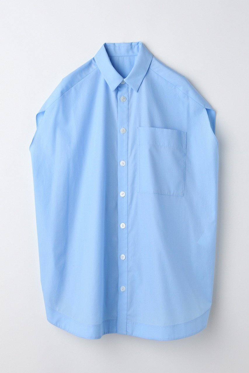 【エンフォルド/ENFOLD】の【6/4 12:00販売開始】CIRCLE SLEEVELESS-SHIRT/シャツ インテリア・キッズ・メンズ・レディースファッション・服の通販 founy(ファニー) 　ファッション　Fashion　レディースファッション　WOMEN　トップス・カットソー　Tops/Tshirt　シャツ/ブラウス　Shirts/Blouses　サークル　Circle　ショート　Short　スリーブ　Sleeve　ドレープ　Drape　パターン　Pattern　エレガント 上品　Elegant　NEW・新作・新着・新入荷　New Arrivals　ライトブルー|ID: prp329100004562030 ipo3291000000032256909