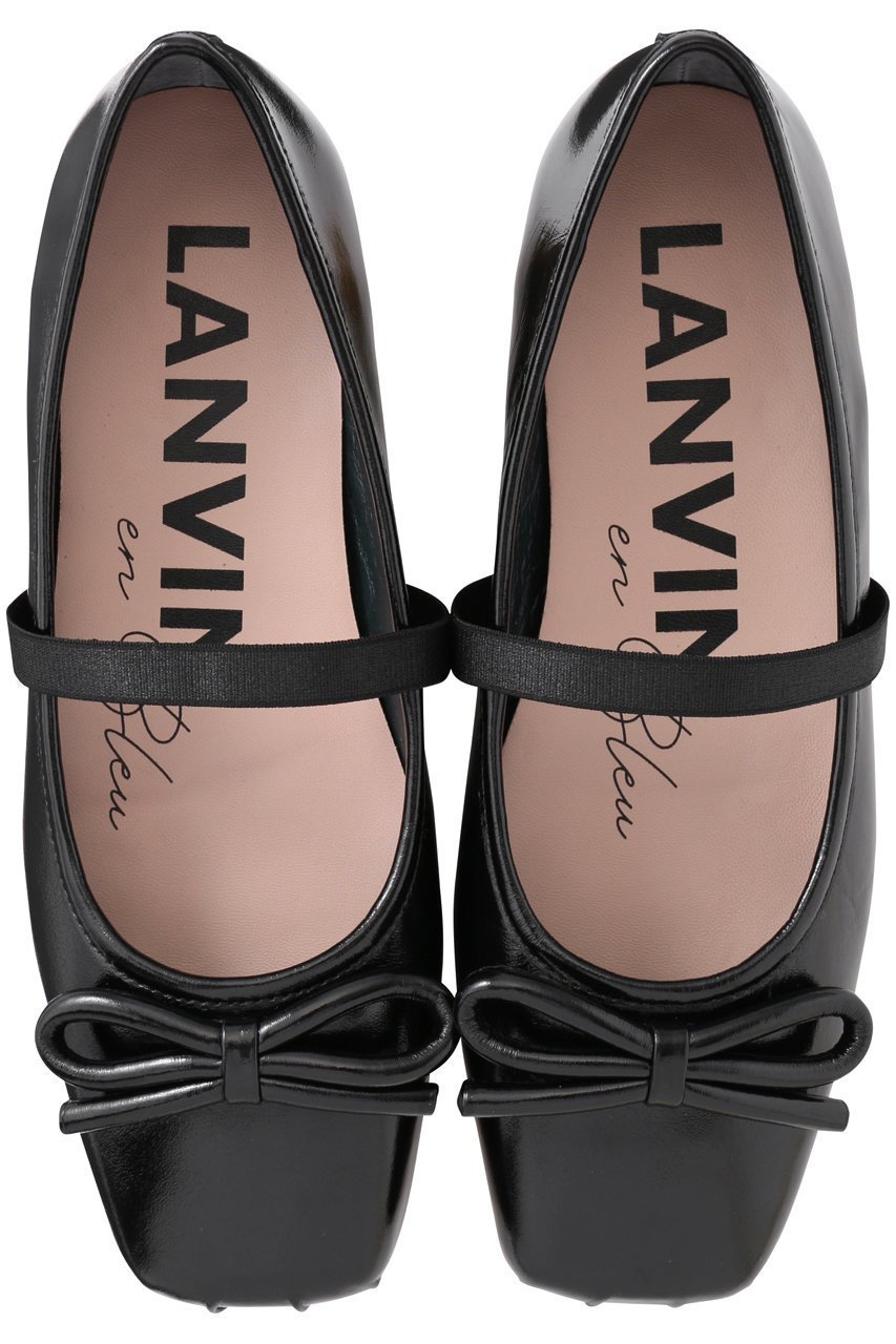 【ランバン オン ブルー/LANVIN en Bleu】のレザーリボンバレエシューズ インテリア・キッズ・メンズ・レディースファッション・服の通販 founy(ファニー) 　ファッション　Fashion　レディースファッション　WOMEN　シューズ　Shoes　スクエア　Square　バレエ　Ballet　フェミニン　Feminine　フラット　Flat　リボン　Ribbon　NEW・新作・新着・新入荷　New Arrivals　ブラック|ID: prp329100004562037 ipo3291000000032256938
