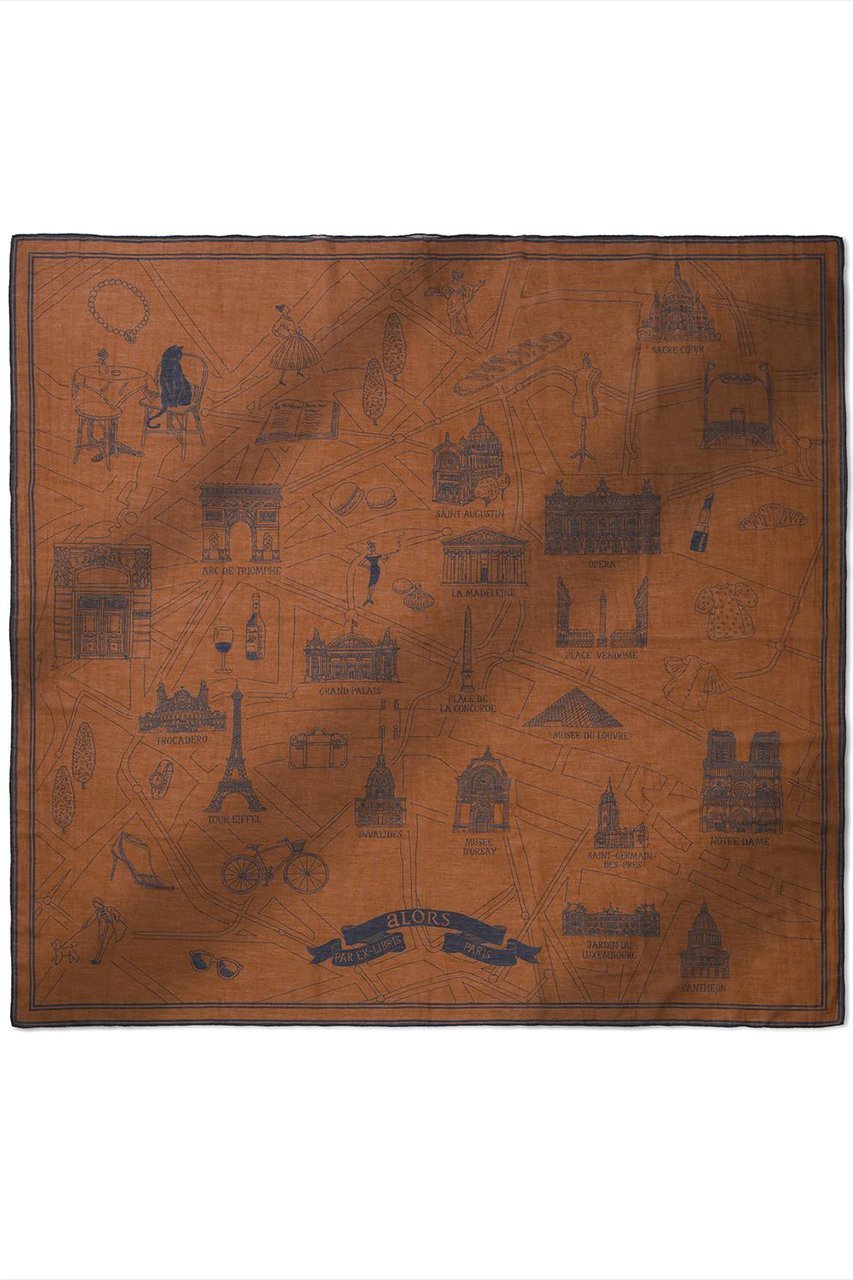 【アロー/aLORS】の6/15販売終了 Foulard Ex-libris Paris x aLORS -une collaboration d exception インテリア・キッズ・メンズ・レディースファッション・服の通販 founy(ファニー) 　ファッション　Fashion　レディースファッション　Fashion for Women　ストール　Soft & Warm Scarves　マフラー・スヌード / 冬小物の定番　Scarves & Mufflers　イタリア　Italy　カーディガン　Cardigan, Knitwear　シルク　Silk, 100% Silk　スカーフ　Scarf, Neckwear　ストール　Stole, Wrap　マフラー　Scarf, Muffler　夏　Summer　エレガント 上品　Elegant　キャメルx ネイビー|ID: prp329100004562046 ipo3291000000032871067
