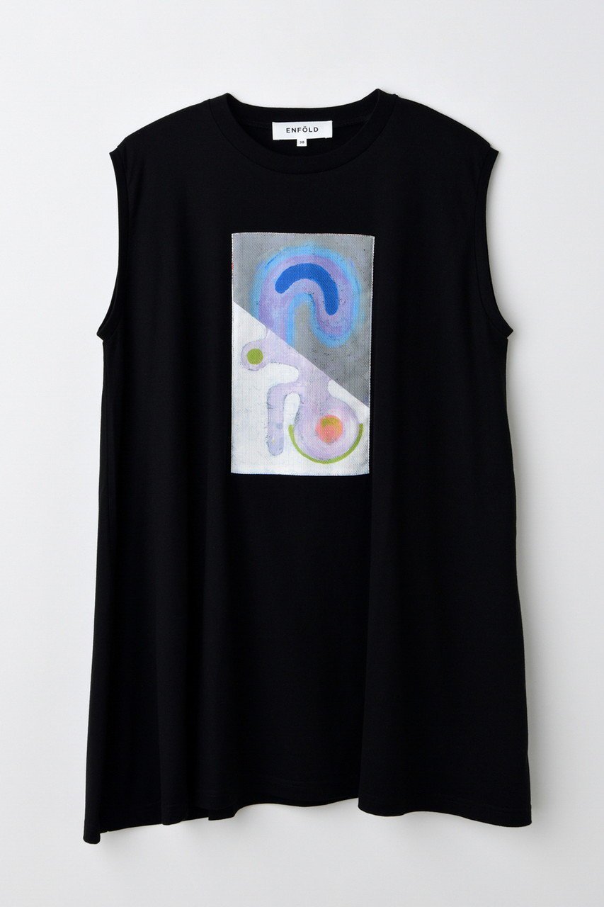 【エンフォルド/ENFOLD】のDRAWING-PRINT TANK-TOP/タンクトップ インテリア・キッズ・メンズ・レディースファッション・服の通販 founy(ファニー) ファッション Fashion レディースファッション Fashion for Women トップス・カットソー Cut & Sew Tops キャミソール&ノースリーブ Camisoles & Sleeveless Tops シャツ・ブラウス・オフィスカジュアル Elegant Blouses & Button-Ups ロングTシャツ・Tシャツ Longline T-Shirts & Tees カットソー・ベーシックTシャツ Cut-and-Sewn Tops / Stretch Tees & Basics キャミソール Camisole, Spaghetti Strap Top タンク Tank Top, Sleeveless Top プリント Print, Printed Pattern 手描き Hand-Drawn, Illustrated ブラック|ID: prp329100004562055 ipo3291000000036097422