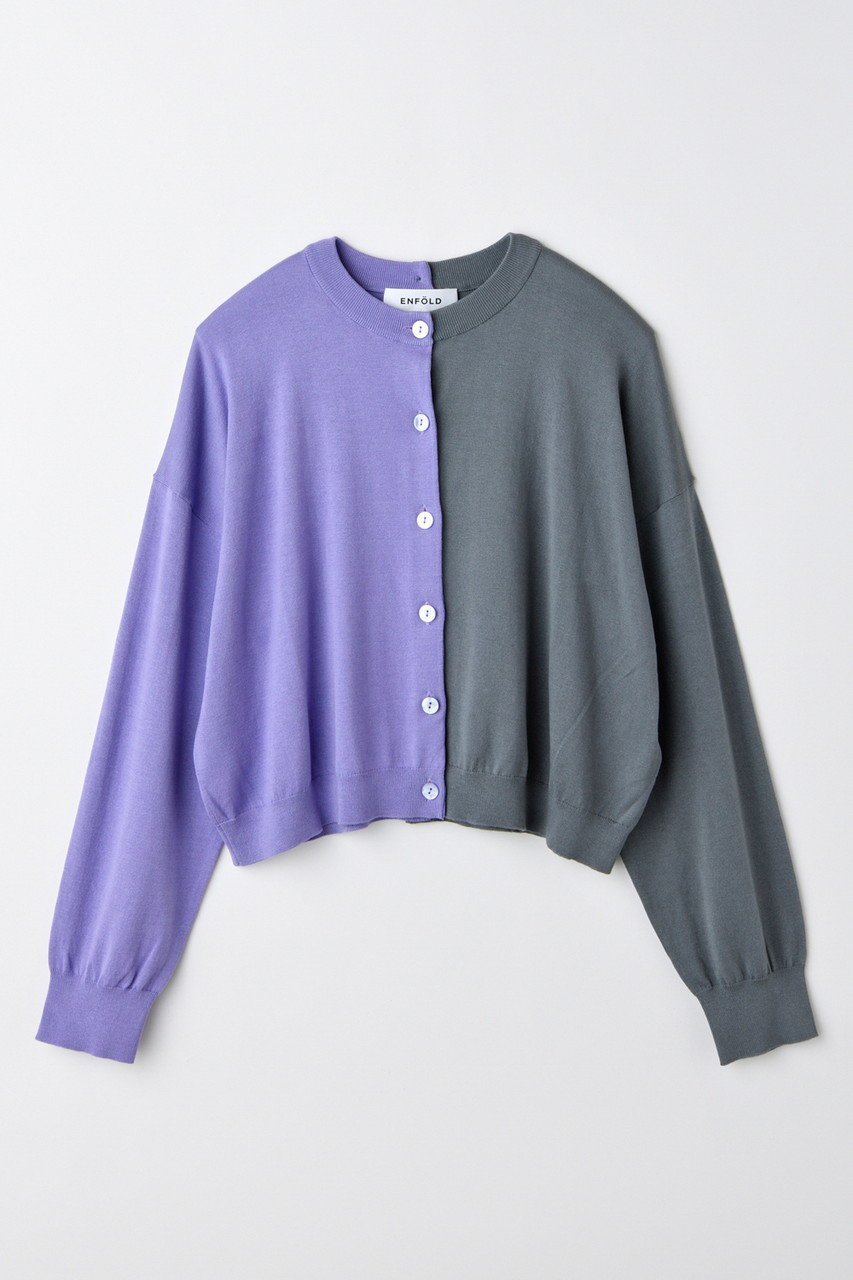 【エンフォルド/ENFOLD】の【6/4 12:00販売開始】BICOLOR CARDIGAN/カーディガン インテリア・キッズ・メンズ・レディースファッション・服の通販 founy(ファニー) 　ファッション　Fashion　レディースファッション　WOMEN　トップス・カットソー　Tops/Tshirt　ニット　Knit Tops　カーディガン　Cardigans　ウッド　Wood　カーディガン　Cardigan　NEW・新作・新着・新入荷　New Arrivals　ライトパープル|ID: prp329100004562058 ipo3291000000032257088