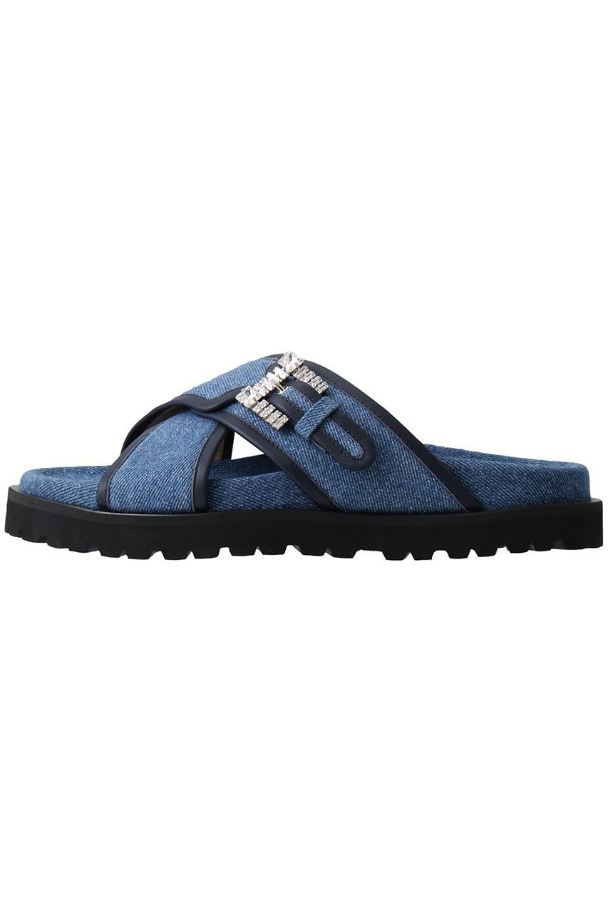 【セルジオ ロッシ/SERGIO ROSSI】のsrTWENTY BUCKLE フラットサンダル 人気、トレンドファッション・服の通販 founy(ファニー) 　ファッション　Fashion　レディースファッション　Fashion for Women　クリスタル　Crystal, Swarovski　サンダル　Sandals, Summer Shoes　デニム　Denim, Jeans Material　フラット　Flat, Flat Shoes　夏　Summer　other-2|ID: prp329100004562092 ipo3291000000035764293