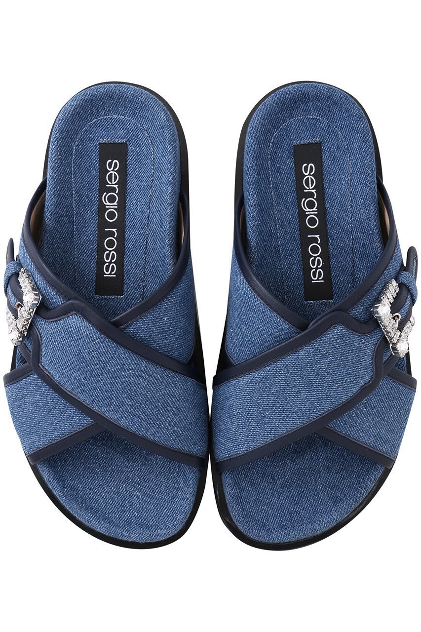 【セルジオ ロッシ/SERGIO ROSSI】のsrTWENTY BUCKLE フラットサンダル 人気、トレンドファッション・服の通販 founy(ファニー) 　ファッション　Fashion　レディースファッション　Fashion for Women　クリスタル　Crystal, Swarovski　サンダル　Sandals, Summer Shoes　デニム　Denim, Jeans Material　フラット　Flat, Flat Shoes　夏　Summer　 other-1|ID: prp329100004562092 ipo3291000000036741290